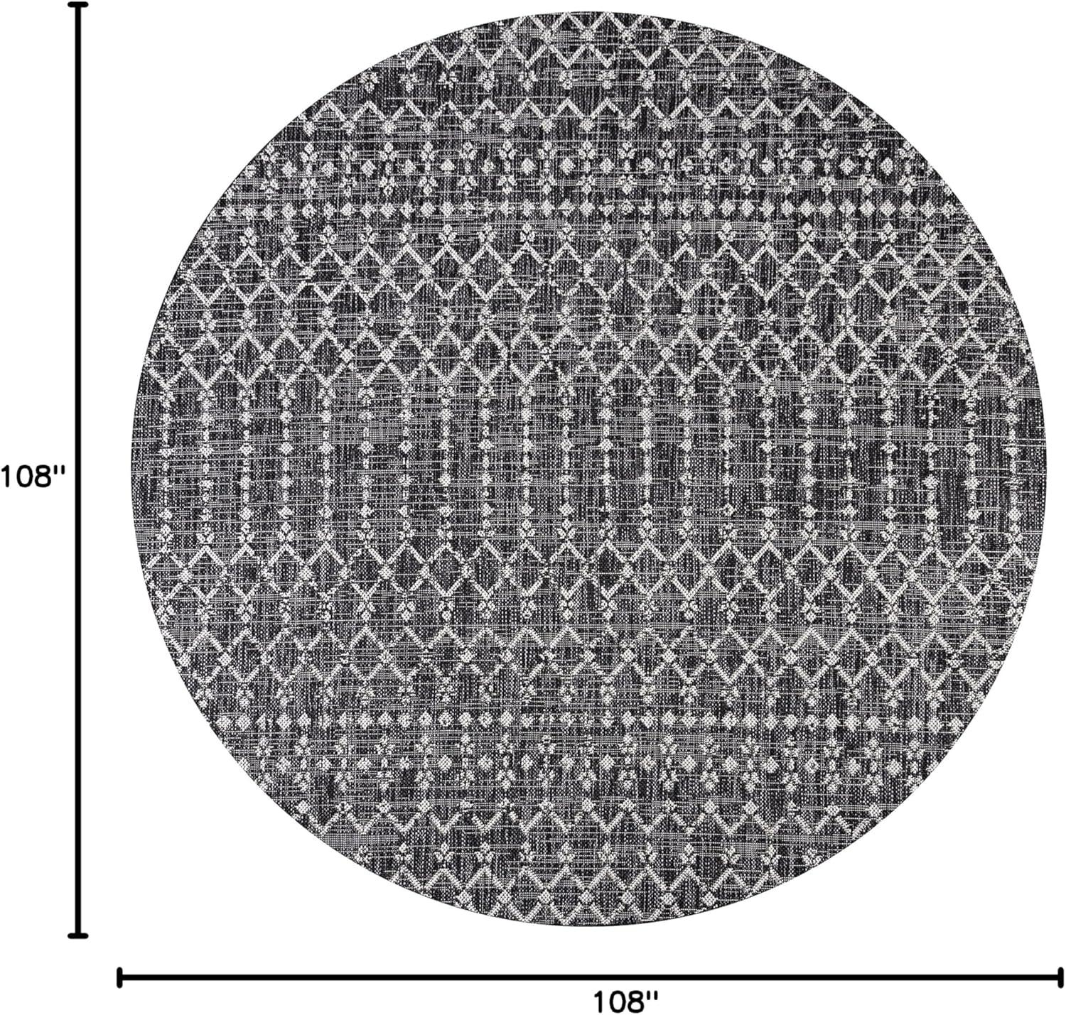 image:imageJONATHAN Y Moroccan Geometric Indoor Outdoor Square Area Rug 5X5 NavyBeige Ourika Textured Weave for Backyard Patio Porch EasyCleaning High Traffic PetFriendly NonShedding SMB108K5SQBlackGray