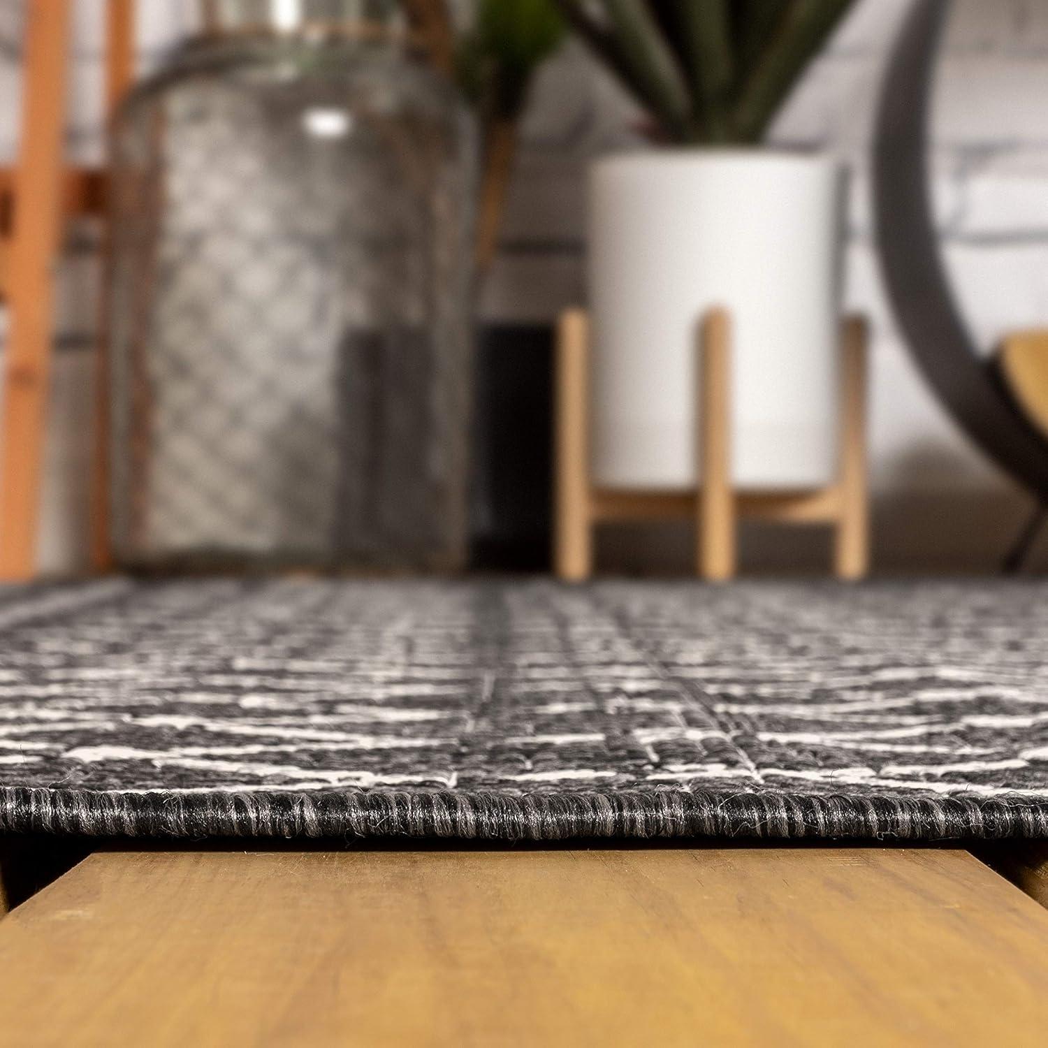 image:imageJONATHAN Y Moroccan Geometric Indoor Outdoor Square Area Rug 5X5 NavyBeige Ourika Textured Weave for Backyard Patio Porch EasyCleaning High Traffic PetFriendly NonShedding SMB108K5SQBlackGray