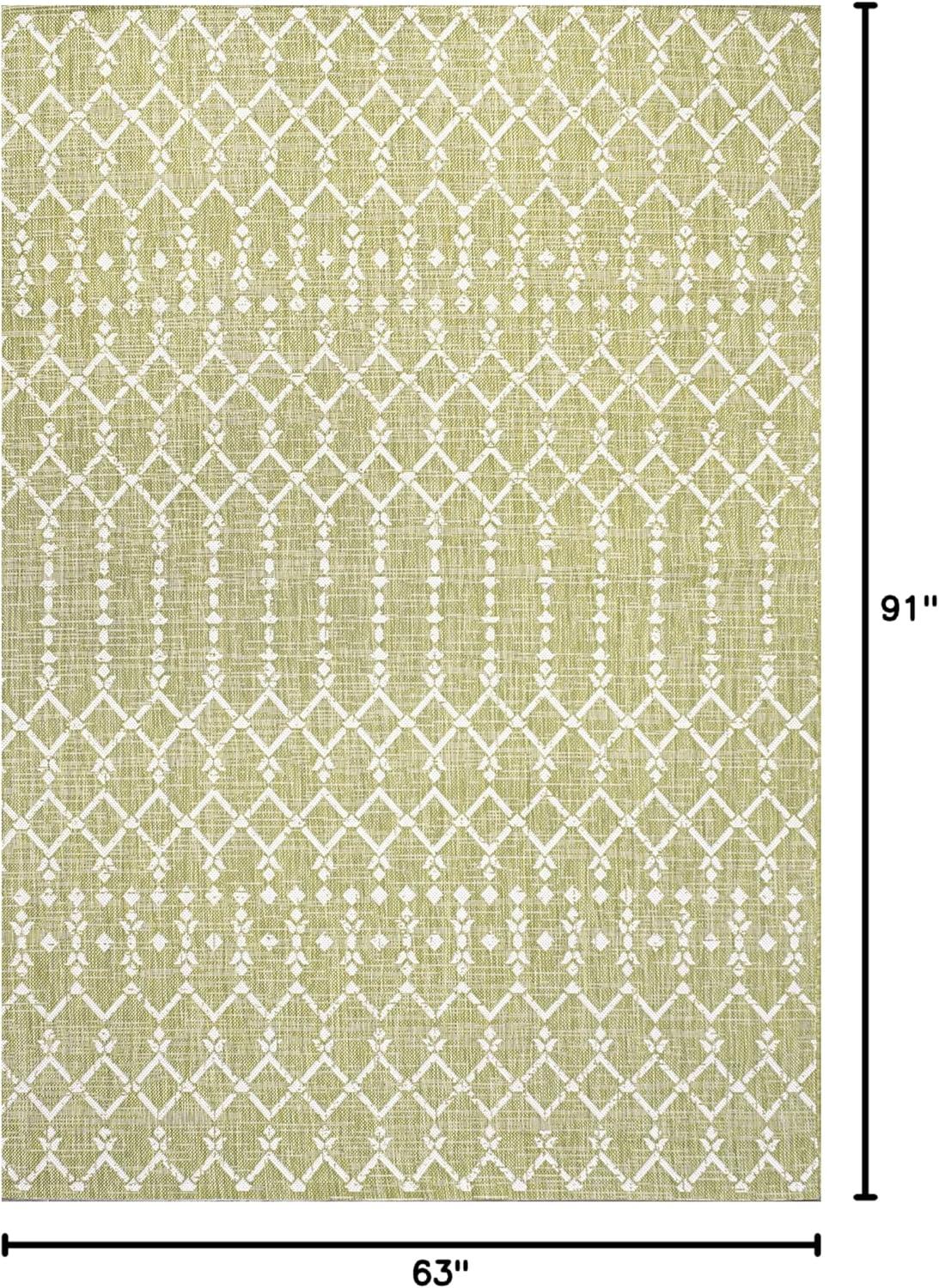 image:imageJONATHAN Y Moroccan Geometric Indoor Outdoor Square Area Rug 5X5 NavyBeige Ourika Textured Weave for Backyard Patio Porch EasyCleaning High Traffic PetFriendly NonShedding SMB108K5SQLight GreenCream
