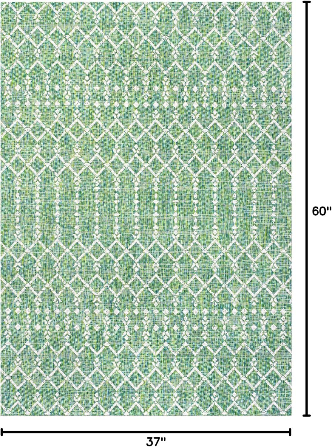 image:imageJONATHAN Y Moroccan Geometric Indoor Outdoor Square Area Rug 5X5 NavyBeige Ourika Textured Weave for Backyard Patio Porch EasyCleaning High Traffic PetFriendly NonShedding SMB108K5SQGreenCream