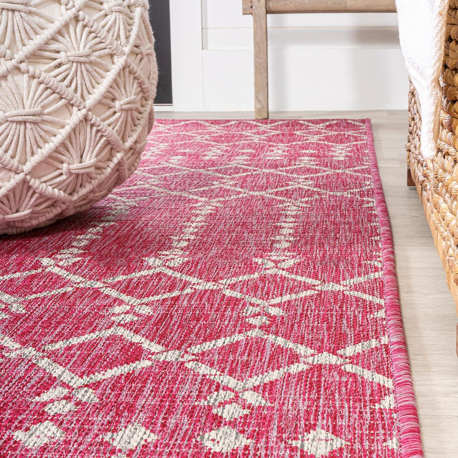 image:imageJONATHAN Y Moroccan Geometric Indoor Outdoor Square Area Rug 5X5 NavyBeige Ourika Textured Weave for Backyard Patio Porch EasyCleaning High Traffic PetFriendly NonShedding SMB108K5SQFuchsiaLight Gray