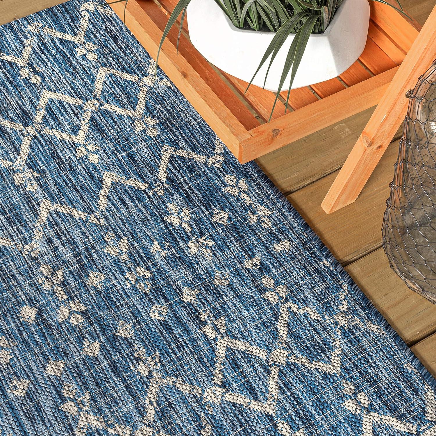 image:imageJONATHAN Y Moroccan Geometric Indoor Outdoor Square Area Rug 5X5 NavyBeige Ourika Textured Weave for Backyard Patio Porch EasyCleaning High Traffic PetFriendly NonShedding SMB108K5SQNavyLight Gray