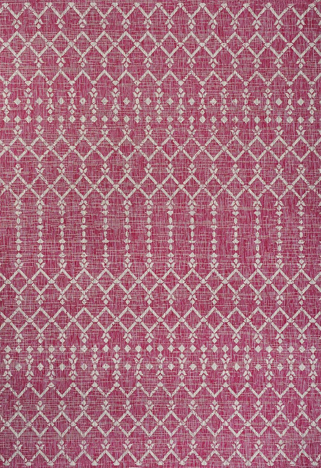 image:imageJONATHAN Y Moroccan Geometric Indoor Outdoor Square Area Rug 5X5 NavyBeige Ourika Textured Weave for Backyard Patio Porch EasyCleaning High Traffic PetFriendly NonShedding SMB108K5SQFuchsiaLight Gray