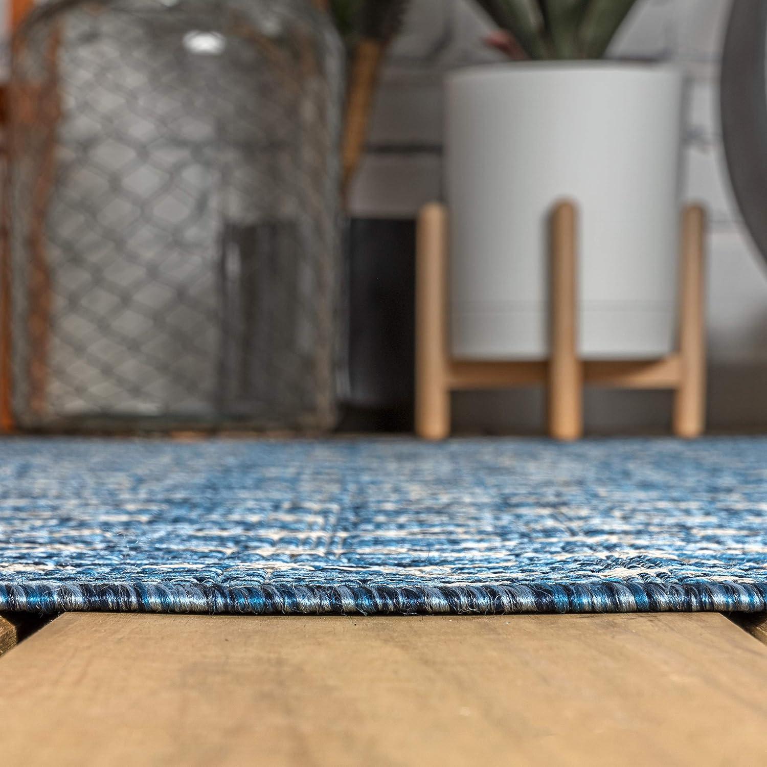image:imageJONATHAN Y Moroccan Geometric Indoor Outdoor Square Area Rug 5X5 NavyBeige Ourika Textured Weave for Backyard Patio Porch EasyCleaning High Traffic PetFriendly NonShedding SMB108K5SQNavyLight Gray