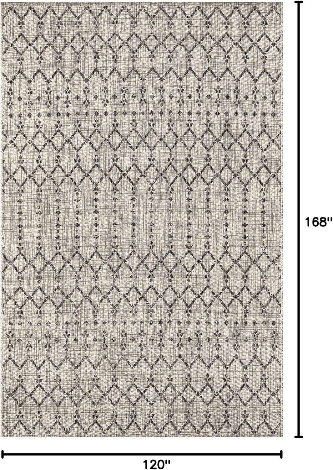 image:imageJONATHAN Y Moroccan Geometric Indoor Outdoor Square Area Rug 5X5 NavyBeige Ourika Textured Weave for Backyard Patio Porch EasyCleaning High Traffic PetFriendly NonShedding SMB108K5SQLight GrayBlack