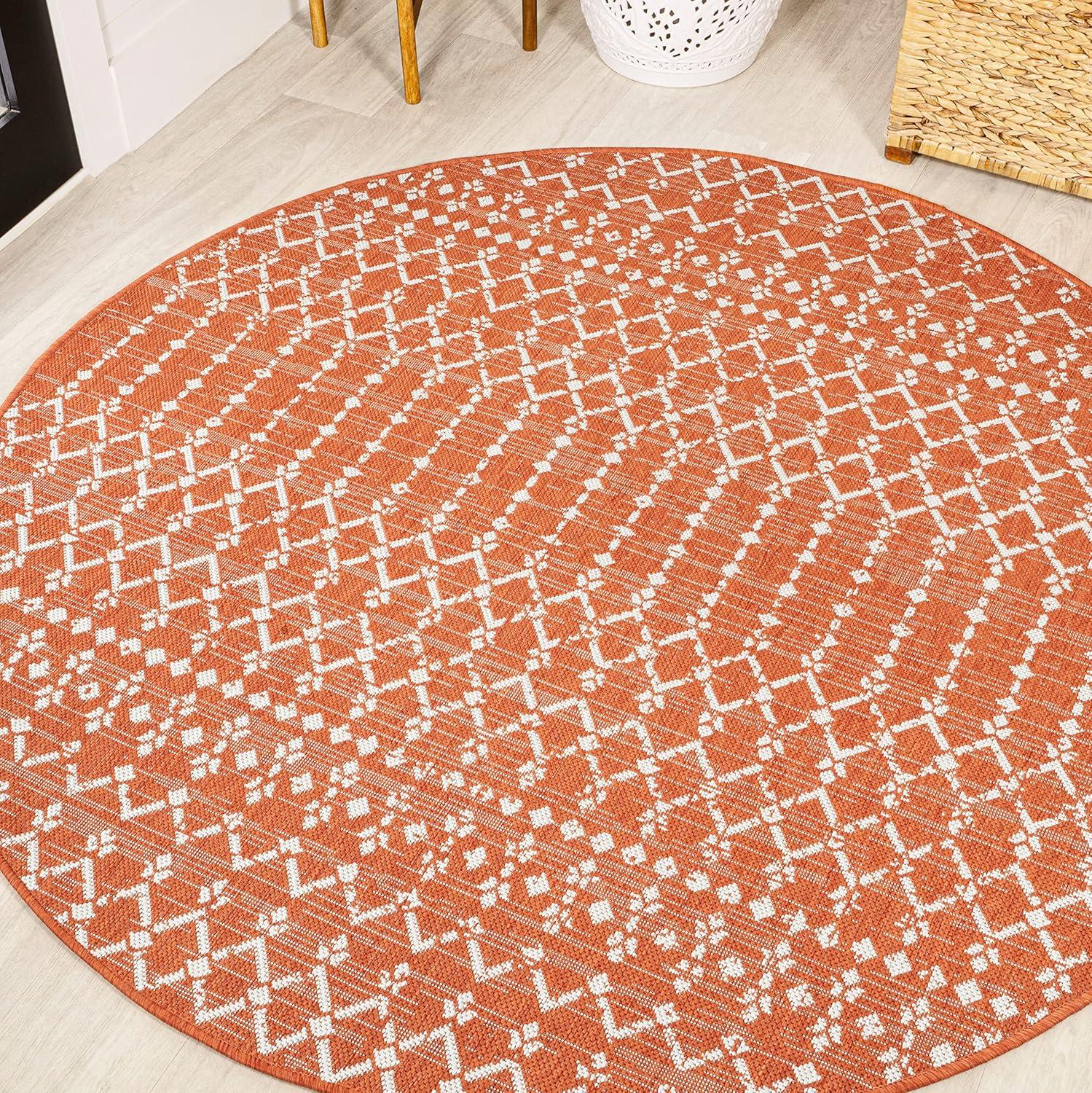 image:imageJONATHAN Y Moroccan Geometric Indoor Outdoor Square Area Rug 5X5 NavyBeige Ourika Textured Weave for Backyard Patio Porch EasyCleaning High Traffic PetFriendly NonShedding SMB108K5SQOrangeCream