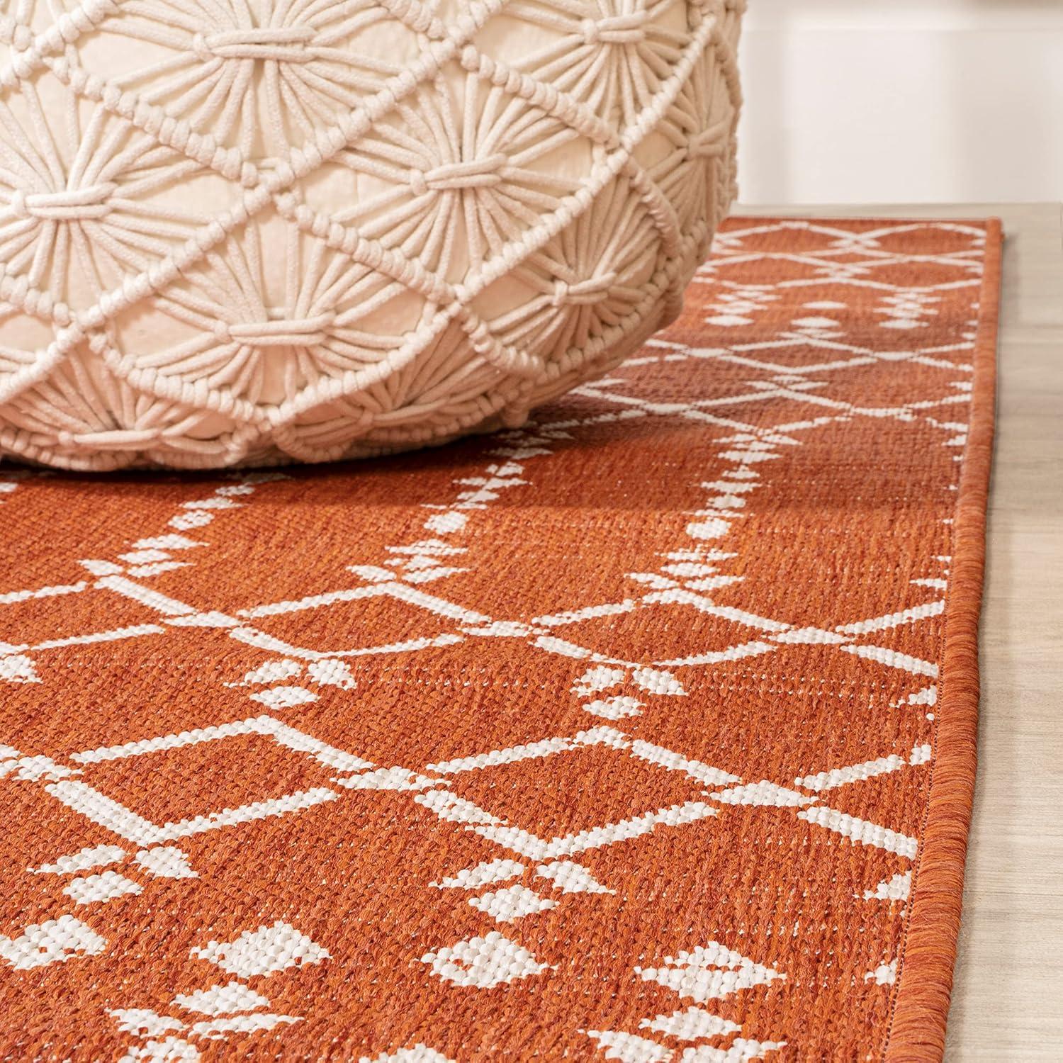 image:imageJONATHAN Y Moroccan Geometric Indoor Outdoor Square Area Rug 5X5 NavyBeige Ourika Textured Weave for Backyard Patio Porch EasyCleaning High Traffic PetFriendly NonShedding SMB108K5SQOrangeCream