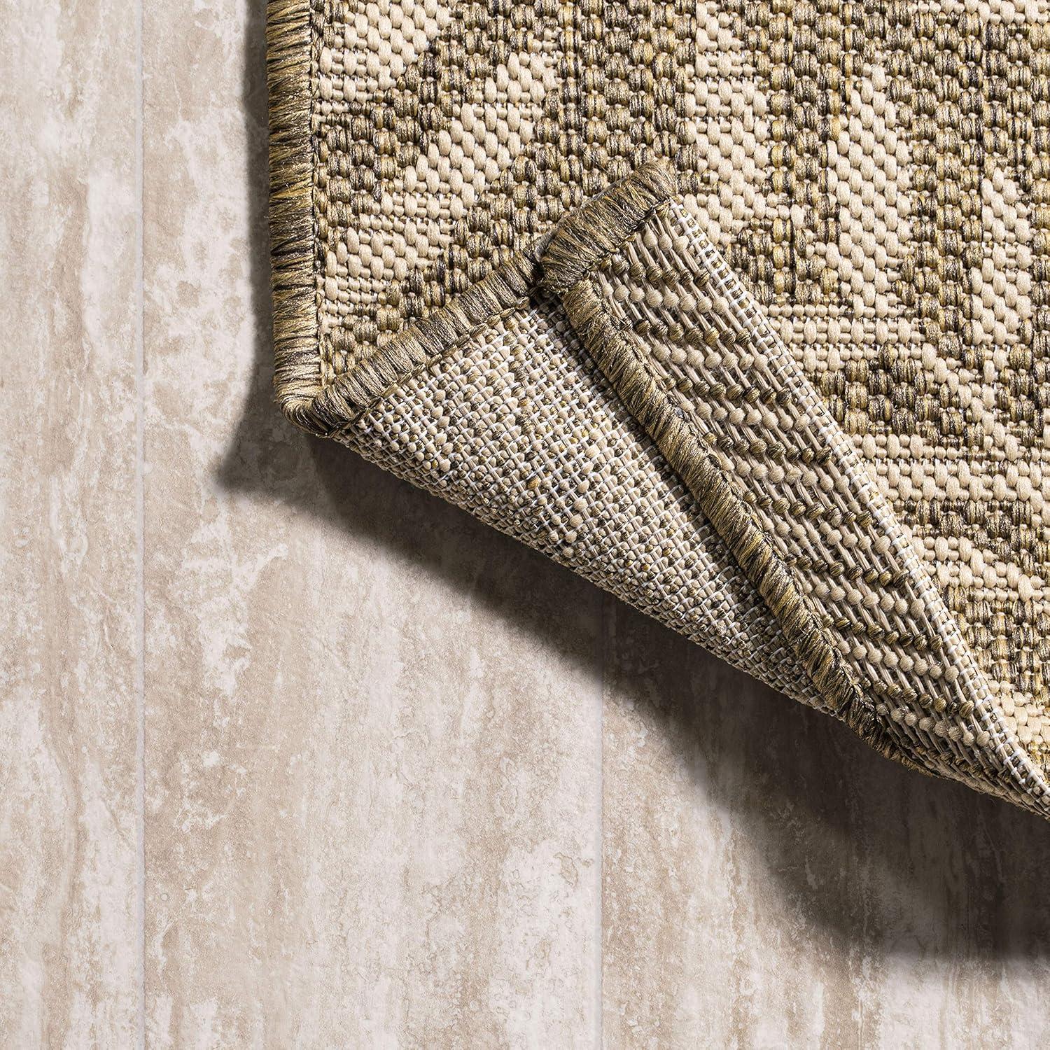 image:imageJONATHAN Y Palm Frond Indoor Outdoor Round Area Rug 5 Ft CreamGreen Nevis for Backyard Patio Porch EasyCleaning High Traffic PetFriendly NonShedding SMB119G5RBrownBeige