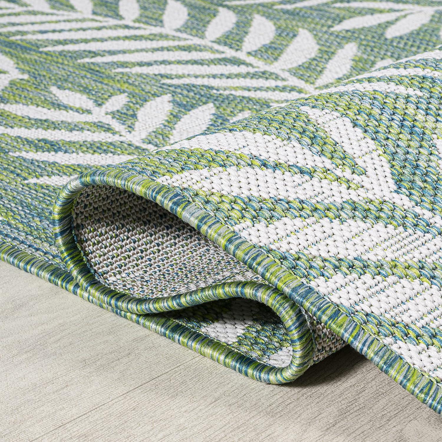 image:imageJONATHAN Y Palm Frond Indoor Outdoor Round Area Rug 5 Ft CreamGreen Nevis for Backyard Patio Porch EasyCleaning High Traffic PetFriendly NonShedding SMB119G5RCreamGreen