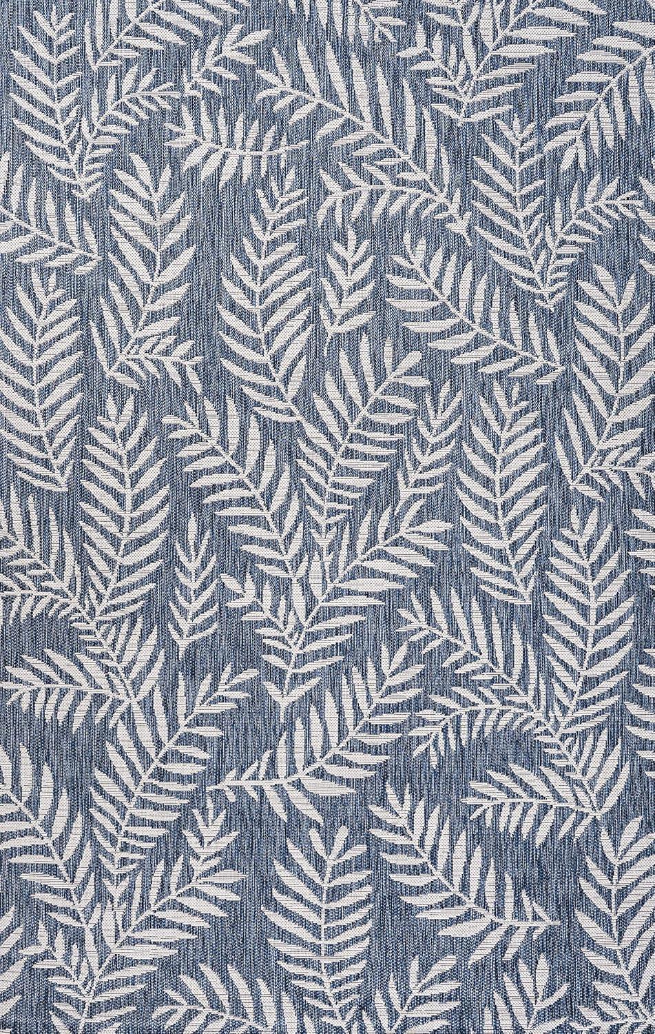 image:imageJONATHAN Y Palm Frond Indoor Outdoor Round Area Rug 5 Ft CreamGreen Nevis for Backyard Patio Porch EasyCleaning High Traffic PetFriendly NonShedding SMB119G5RNavyIvory