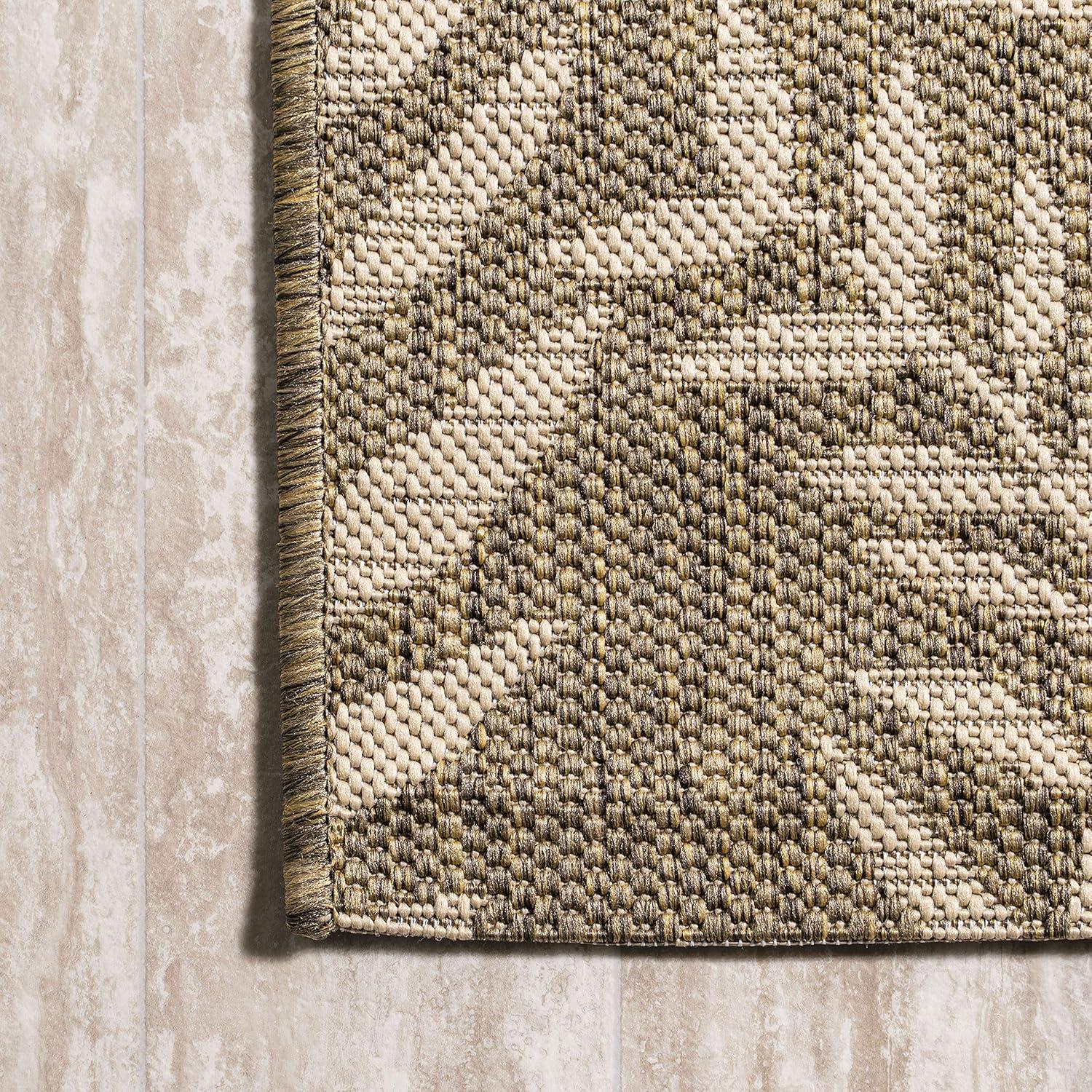 image:imageJONATHAN Y Palm Frond Indoor Outdoor Round Area Rug 5 Ft CreamGreen Nevis for Backyard Patio Porch EasyCleaning High Traffic PetFriendly NonShedding SMB119G5RBrownBeige