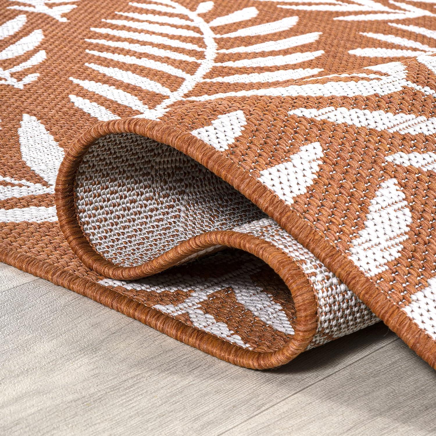 image:imageJONATHAN Y Palm Frond Indoor Outdoor Round Area Rug 5 Ft CreamGreen Nevis for Backyard Patio Porch EasyCleaning High Traffic PetFriendly NonShedding SMB119G5ROrangeCream