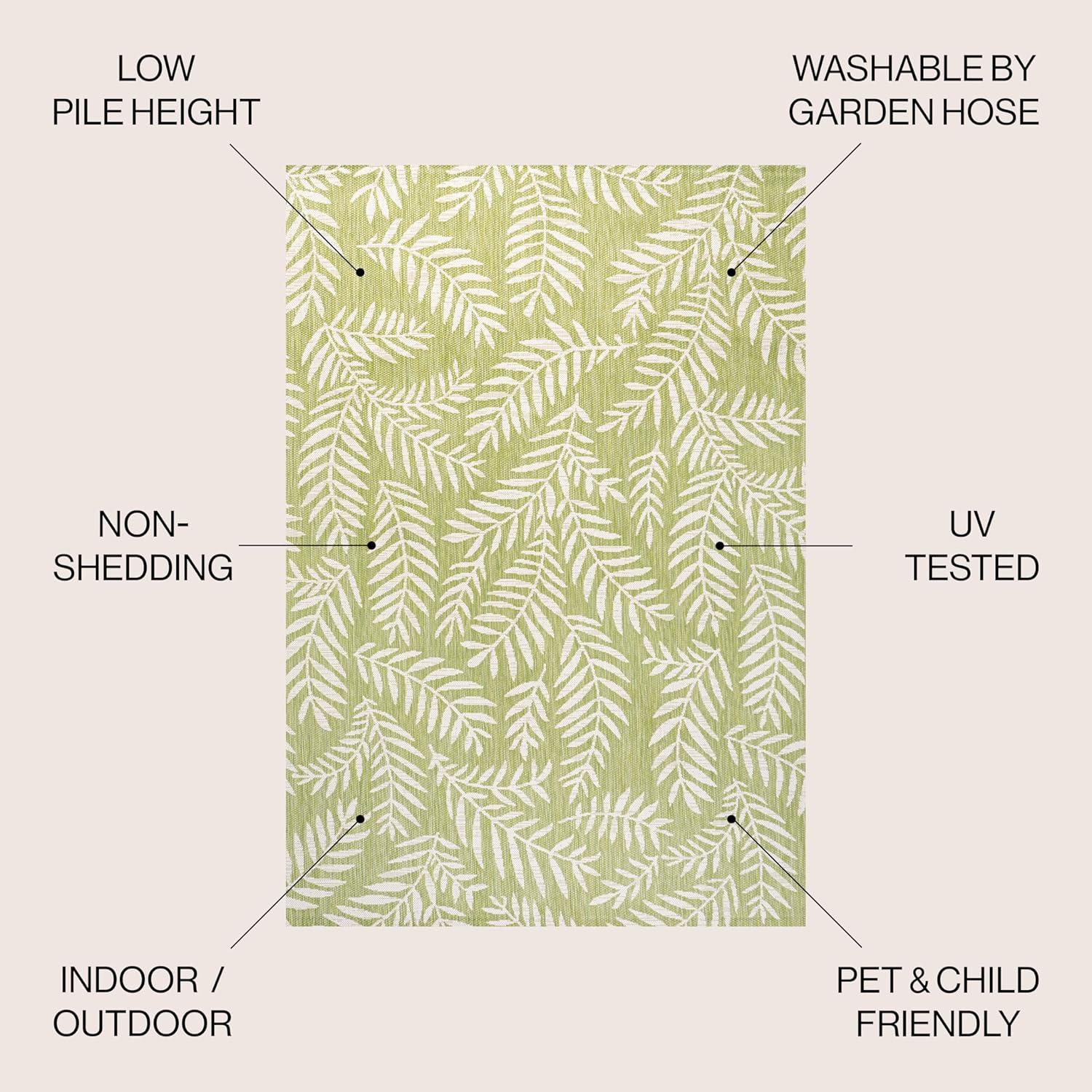 image:imageJONATHAN Y Palm Frond Indoor Outdoor Round Area Rug 5 Ft CreamGreen Nevis for Backyard Patio Porch EasyCleaning High Traffic PetFriendly NonShedding SMB119G5RGreenCream