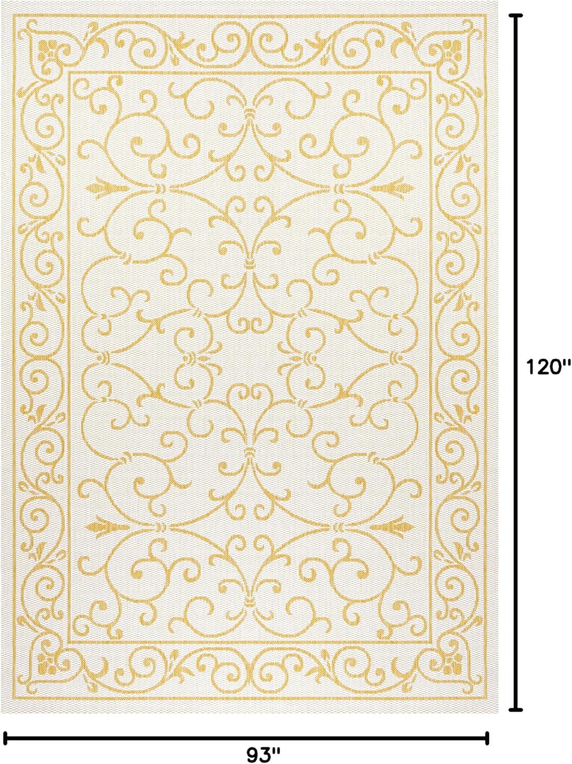 image:imageJONATHAN Y Vintage Filigree Indoor Outdoor Round Area Rug 5 Ft YellowCream Charleston Textured Weave for Backyard Patio Porch EasyCleaning High Traffic PetFriendly NonShedding SMB106L5RCreamYellow