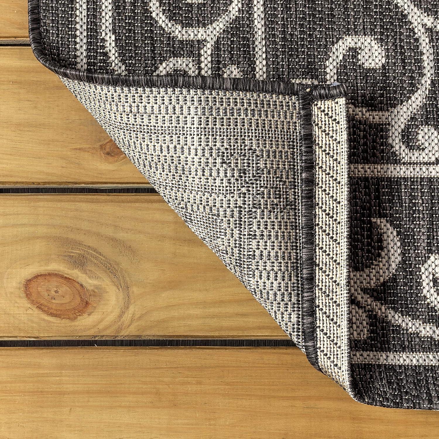 image:imageJONATHAN Y Vintage Filigree Indoor Outdoor Round Area Rug 5 Ft YellowCream Charleston Textured Weave for Backyard Patio Porch EasyCleaning High Traffic PetFriendly NonShedding SMB106L5RBlackGray
