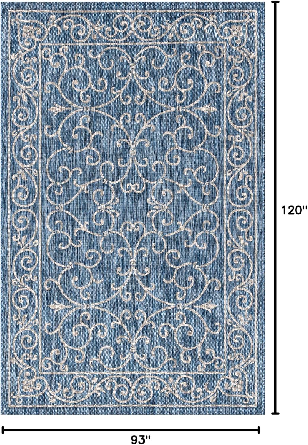 image:imageJONATHAN Y Vintage Filigree Indoor Outdoor Round Area Rug 5 Ft YellowCream Charleston Textured Weave for Backyard Patio Porch EasyCleaning High Traffic PetFriendly NonShedding SMB106L5RNavyGray