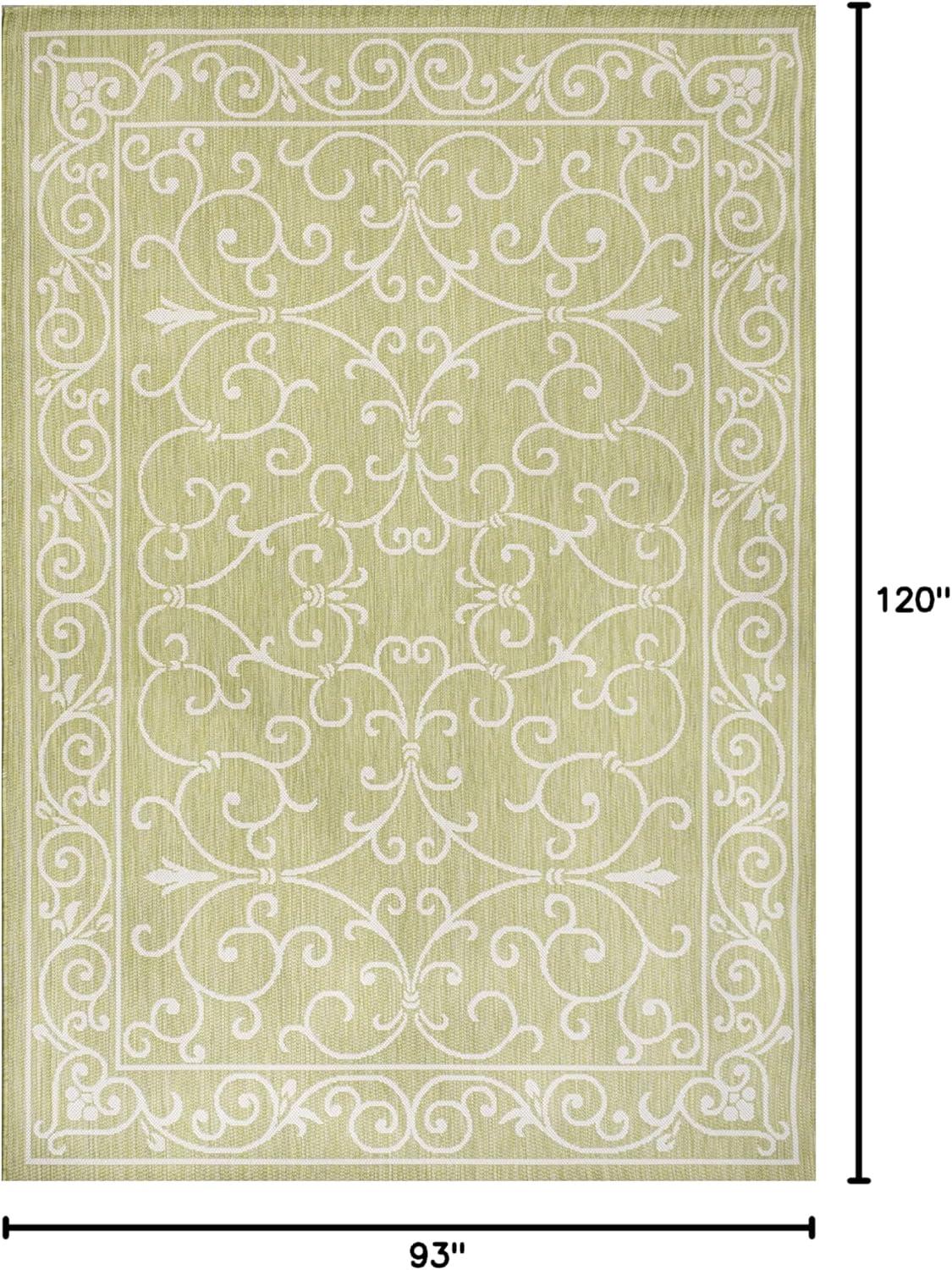 image:imageJONATHAN Y Vintage Filigree Indoor Outdoor Round Area Rug 5 Ft YellowCream Charleston Textured Weave for Backyard Patio Porch EasyCleaning High Traffic PetFriendly NonShedding SMB106L5RGreenCream