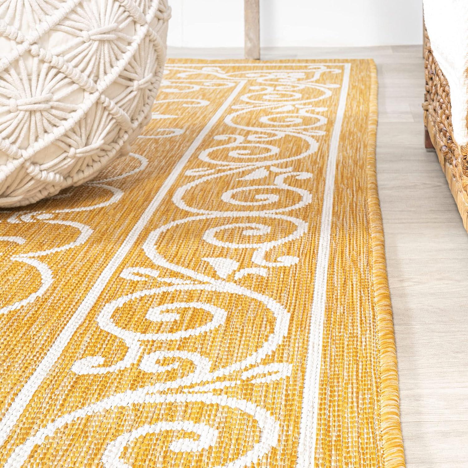 image:imageJONATHAN Y Vintage Filigree Indoor Outdoor Round Area Rug 5 Ft YellowCream Charleston Textured Weave for Backyard Patio Porch EasyCleaning High Traffic PetFriendly NonShedding SMB106L5RYellowCream