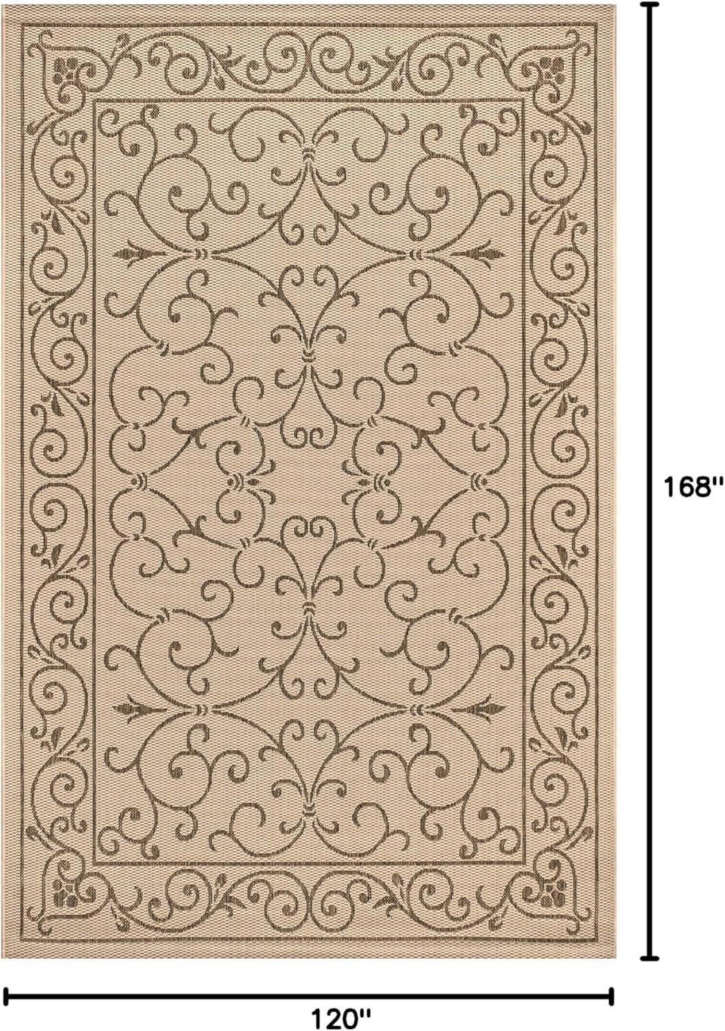 image:imageJONATHAN Y Vintage Filigree Indoor Outdoor Round Area Rug 5 Ft YellowCream Charleston Textured Weave for Backyard Patio Porch EasyCleaning High Traffic PetFriendly NonShedding SMB106L5RBeigeBrown