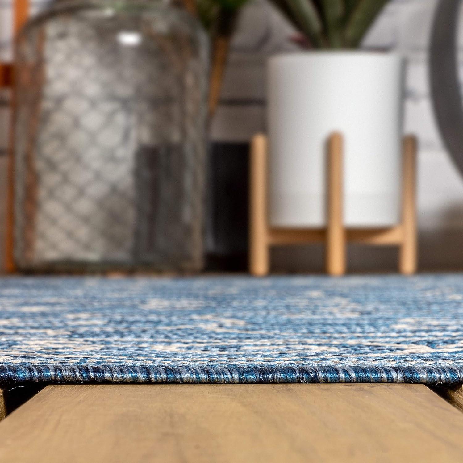 image:imageJONATHAN Y Vintage Filigree Indoor Outdoor Round Area Rug 5 Ft YellowCream Charleston Textured Weave for Backyard Patio Porch EasyCleaning High Traffic PetFriendly NonShedding SMB106L5RNavyGray