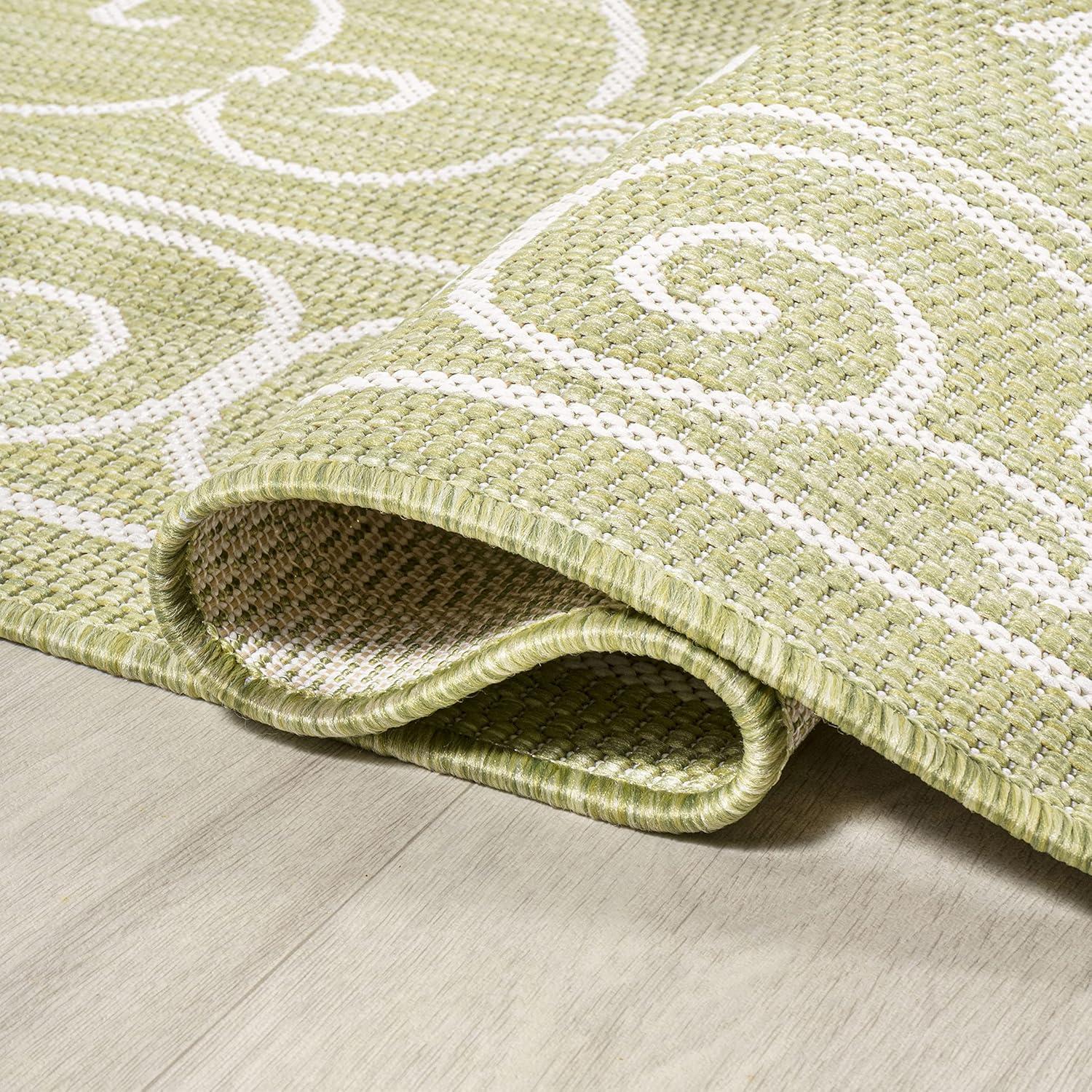 image:imageJONATHAN Y Vintage Filigree Indoor Outdoor Round Area Rug 5 Ft YellowCream Charleston Textured Weave for Backyard Patio Porch EasyCleaning High Traffic PetFriendly NonShedding SMB106L5RGreenCream