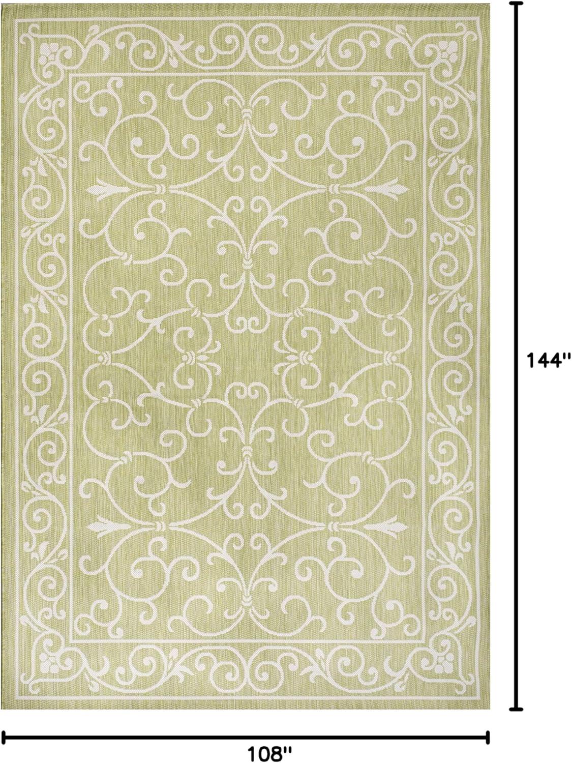 image:imageJONATHAN Y Vintage Filigree Indoor Outdoor Round Area Rug 5 Ft YellowCream Charleston Textured Weave for Backyard Patio Porch EasyCleaning High Traffic PetFriendly NonShedding SMB106L5RGreenCream