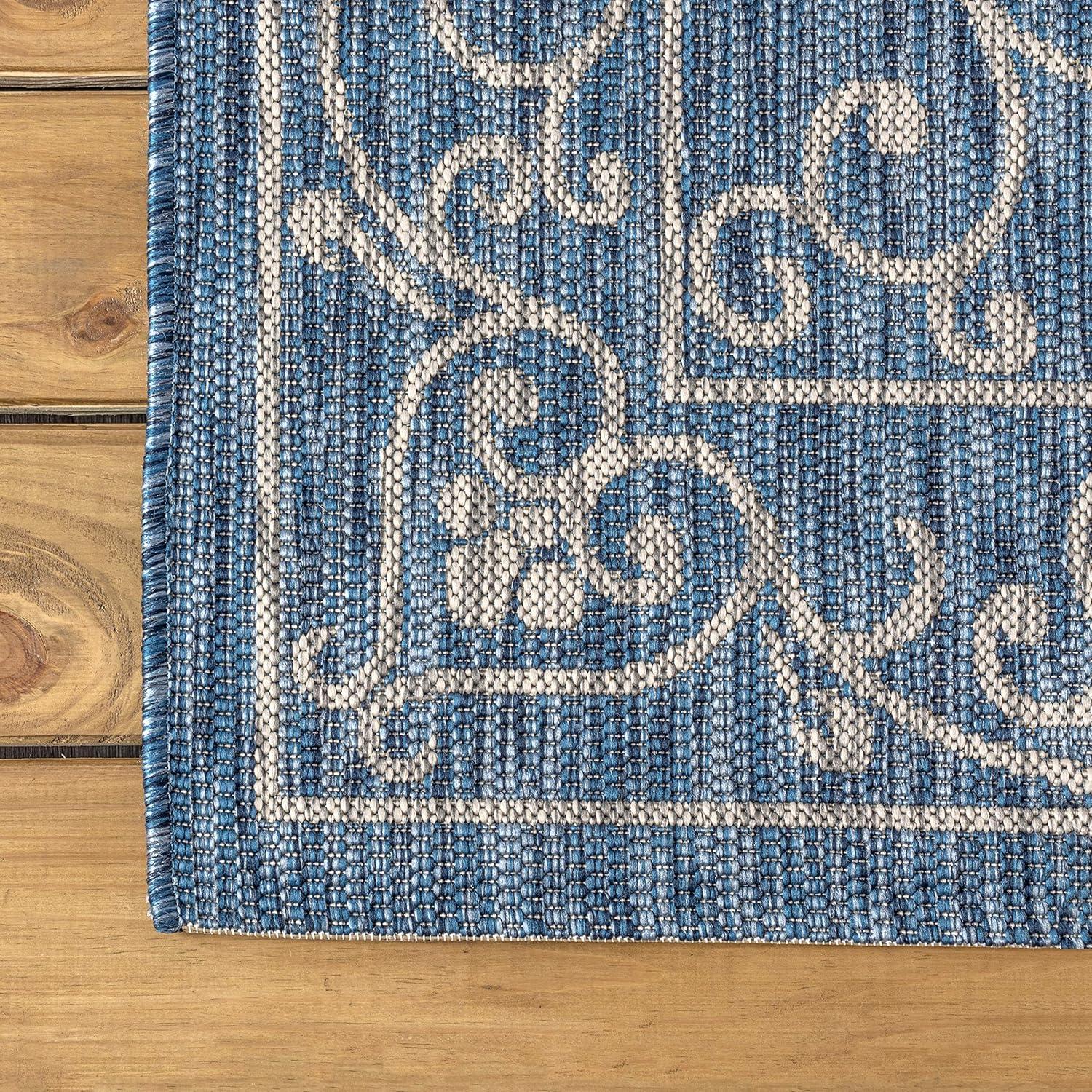 image:imageJONATHAN Y Vintage Filigree Indoor Outdoor Round Area Rug 5 Ft YellowCream Charleston Textured Weave for Backyard Patio Porch EasyCleaning High Traffic PetFriendly NonShedding SMB106L5RNavyGray