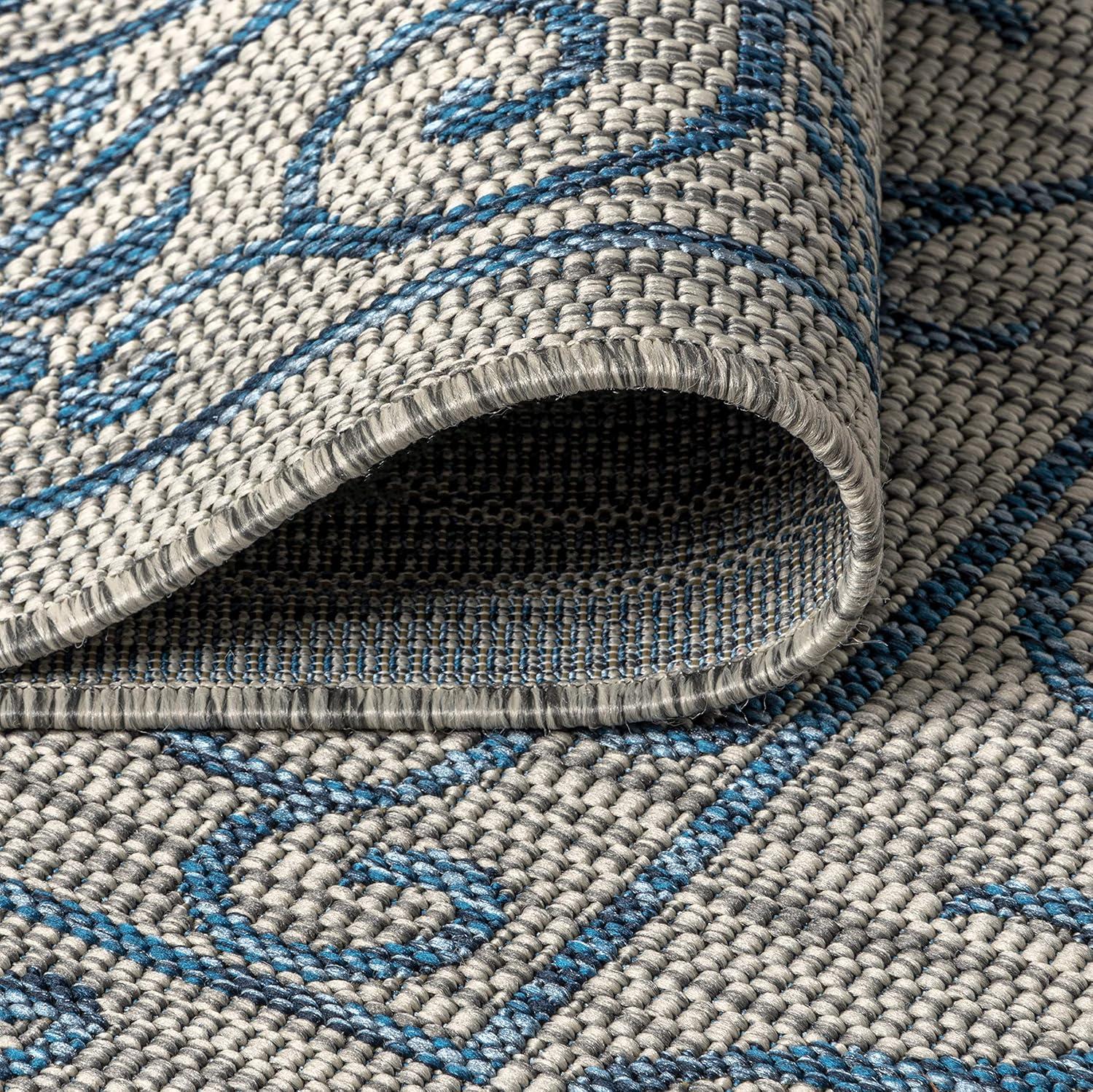 image:imageJONATHAN Y Vintage Filigree Indoor Outdoor Round Area Rug 5 Ft YellowCream Charleston Textured Weave for Backyard Patio Porch EasyCleaning High Traffic PetFriendly NonShedding SMB106L5RGrayNavy