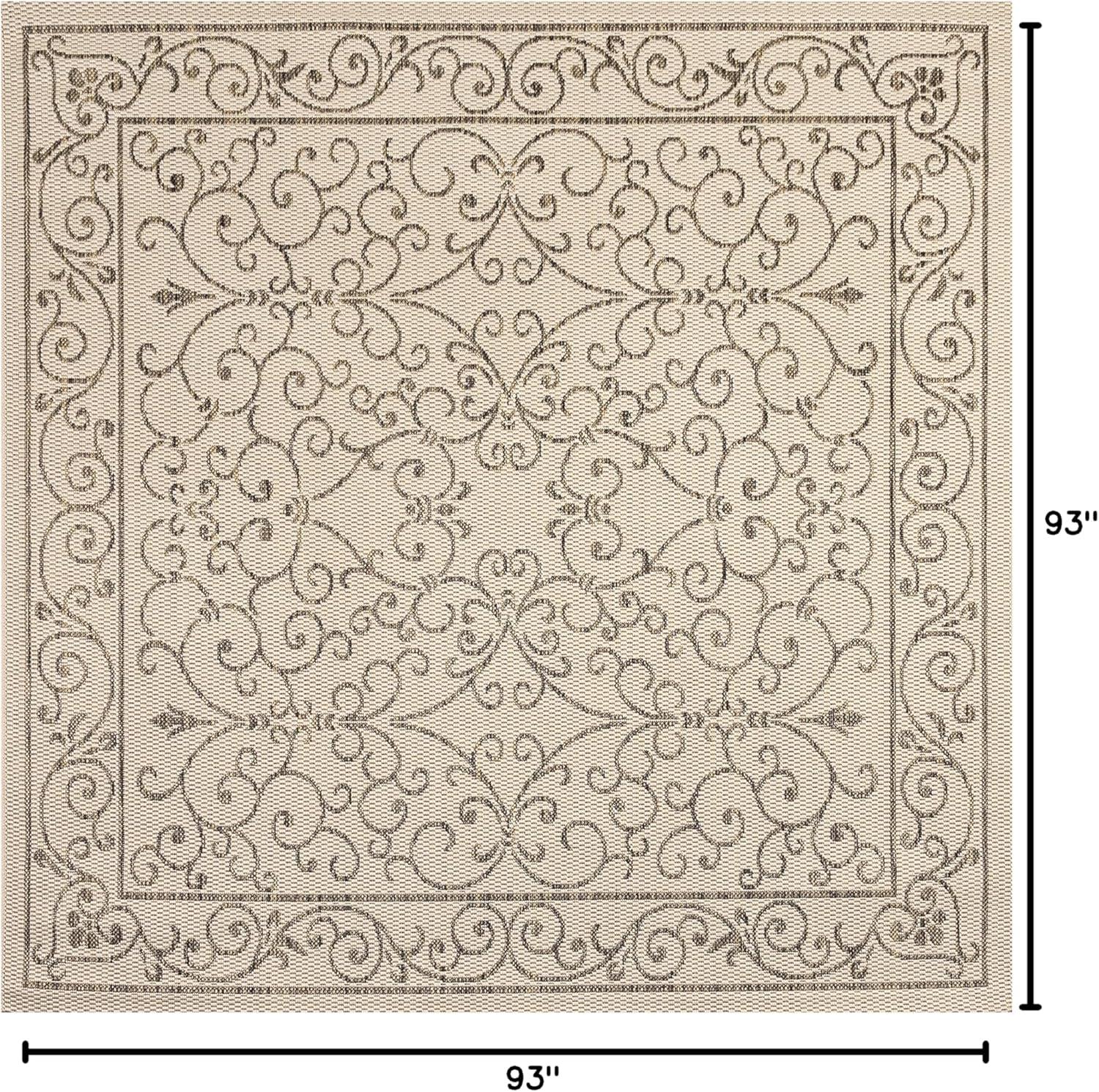 image:imageJONATHAN Y Vintage Filigree Indoor Outdoor Round Area Rug 5 Ft YellowCream Charleston Textured Weave for Backyard Patio Porch EasyCleaning High Traffic PetFriendly NonShedding SMB106L5RBeigeBrown
