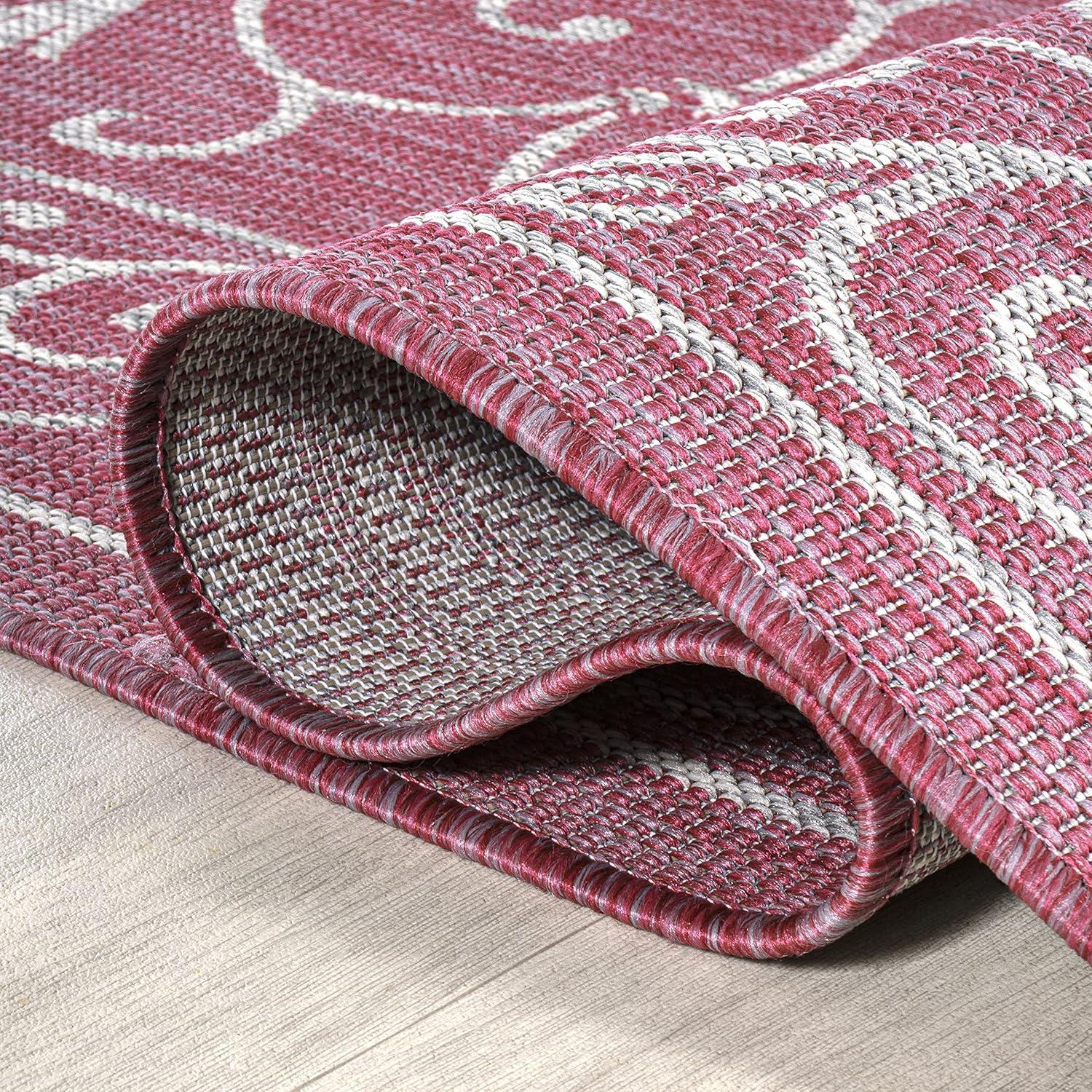 image:imageJONATHAN Y Vintage Filigree Indoor Outdoor Round Area Rug 5 Ft YellowCream Charleston Textured Weave for Backyard Patio Porch EasyCleaning High Traffic PetFriendly NonShedding SMB106L5RFuchsiaLight Gray