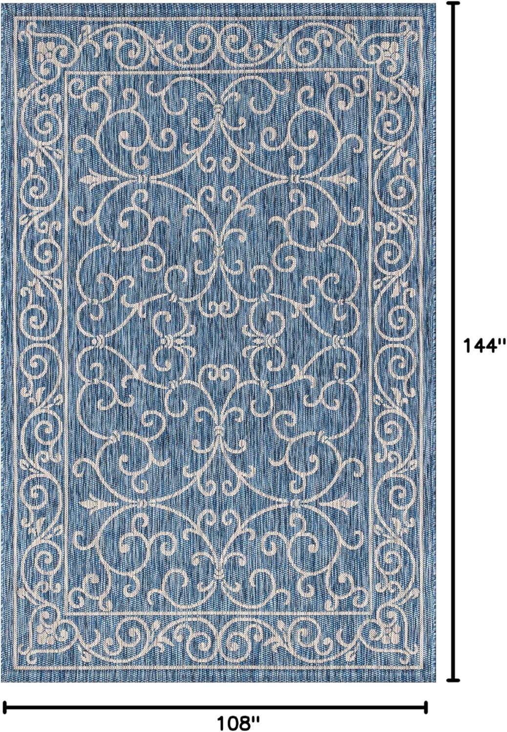 image:imageJONATHAN Y Vintage Filigree Indoor Outdoor Round Area Rug 5 Ft YellowCream Charleston Textured Weave for Backyard Patio Porch EasyCleaning High Traffic PetFriendly NonShedding SMB106L5RNavyGray