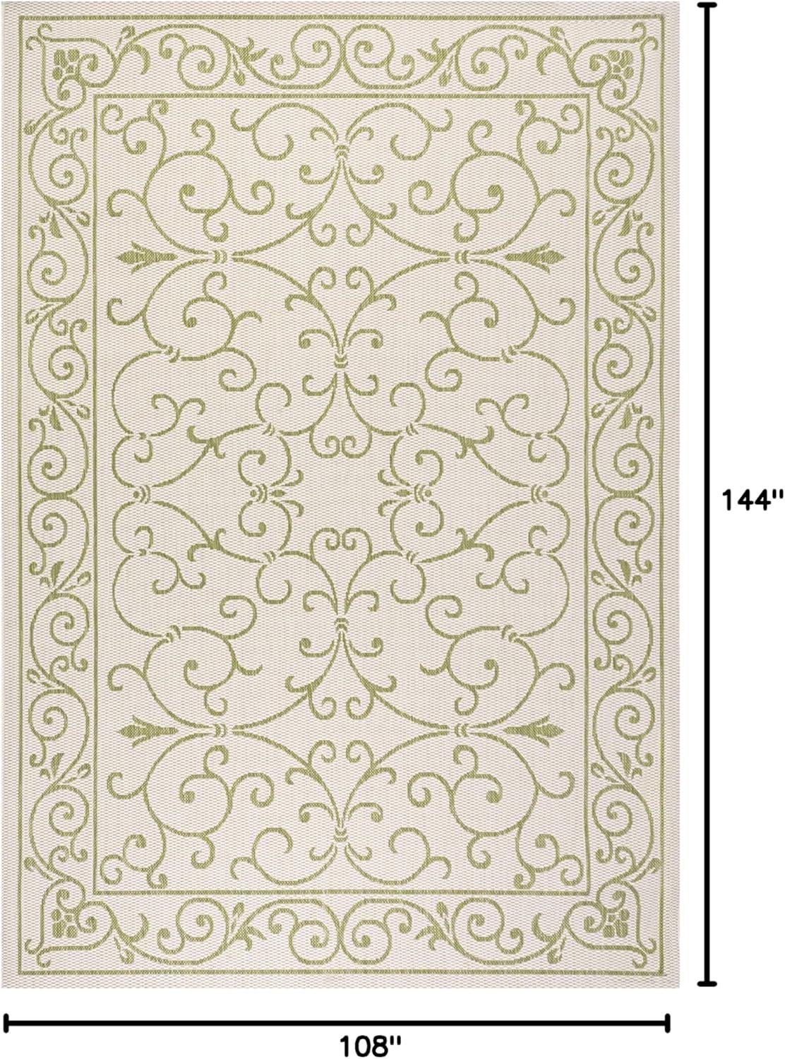 image:imageJONATHAN Y Vintage Filigree Indoor Outdoor Round Area Rug 5 Ft YellowCream Charleston Textured Weave for Backyard Patio Porch EasyCleaning High Traffic PetFriendly NonShedding SMB106L5RCreamGreen