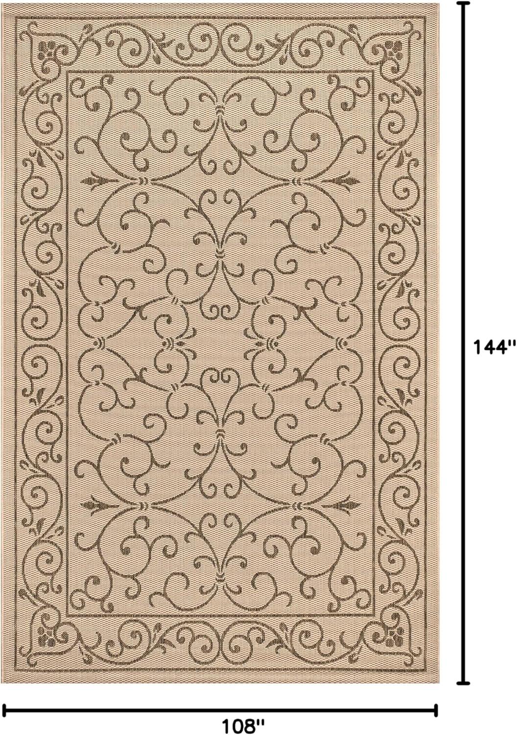 image:imageJONATHAN Y Vintage Filigree Indoor Outdoor Round Area Rug 5 Ft YellowCream Charleston Textured Weave for Backyard Patio Porch EasyCleaning High Traffic PetFriendly NonShedding SMB106L5RBeigeBrown