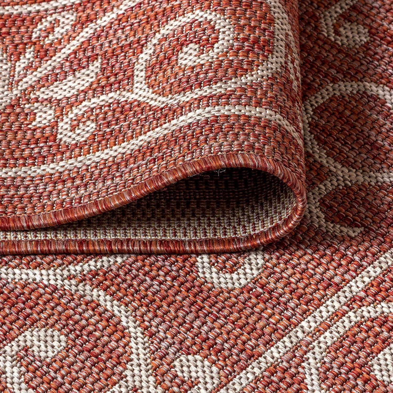 image:imageJONATHAN Y Vintage Filigree Indoor Outdoor Round Area Rug 5 Ft YellowCream Charleston Textured Weave for Backyard Patio Porch EasyCleaning High Traffic PetFriendly NonShedding SMB106L5RRedBeige