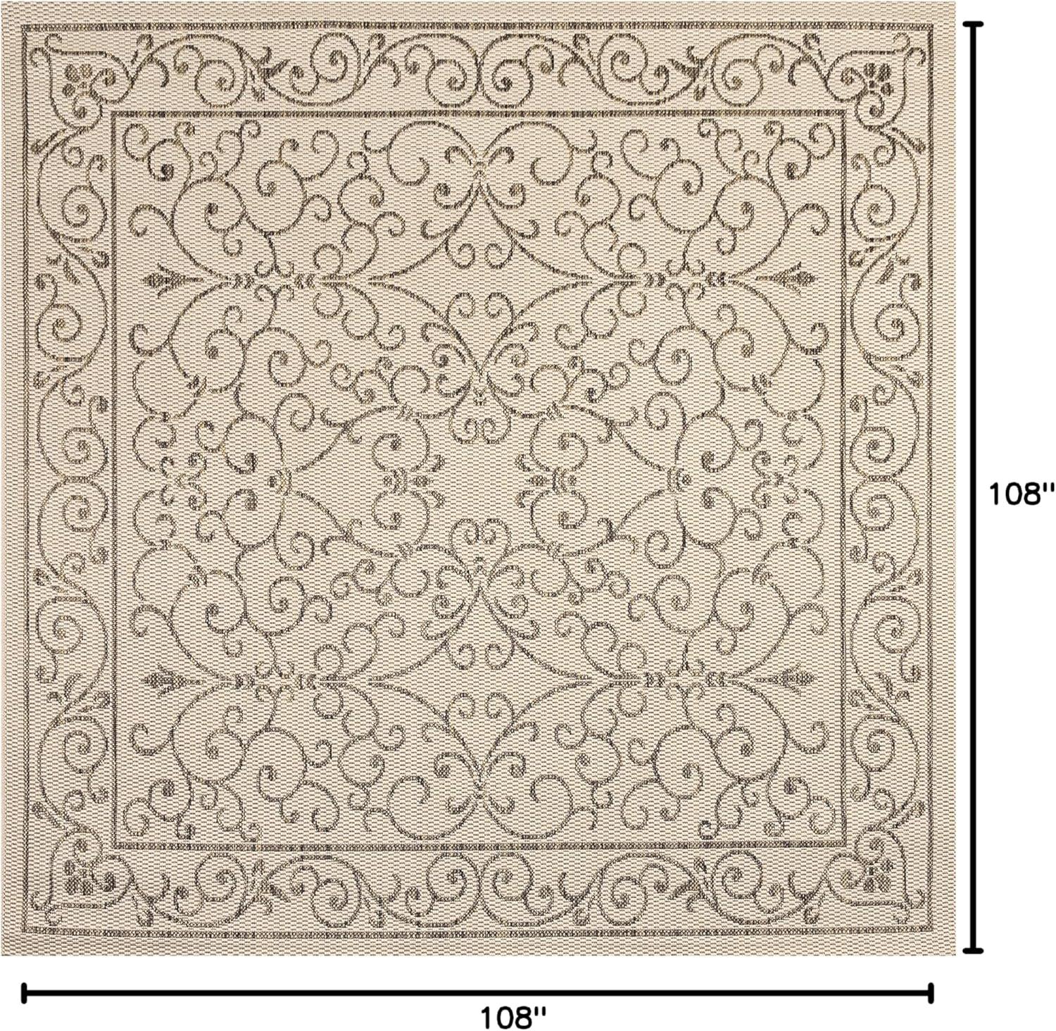 image:imageJONATHAN Y Vintage Filigree Indoor Outdoor Round Area Rug 5 Ft YellowCream Charleston Textured Weave for Backyard Patio Porch EasyCleaning High Traffic PetFriendly NonShedding SMB106L5RBeigeBrown