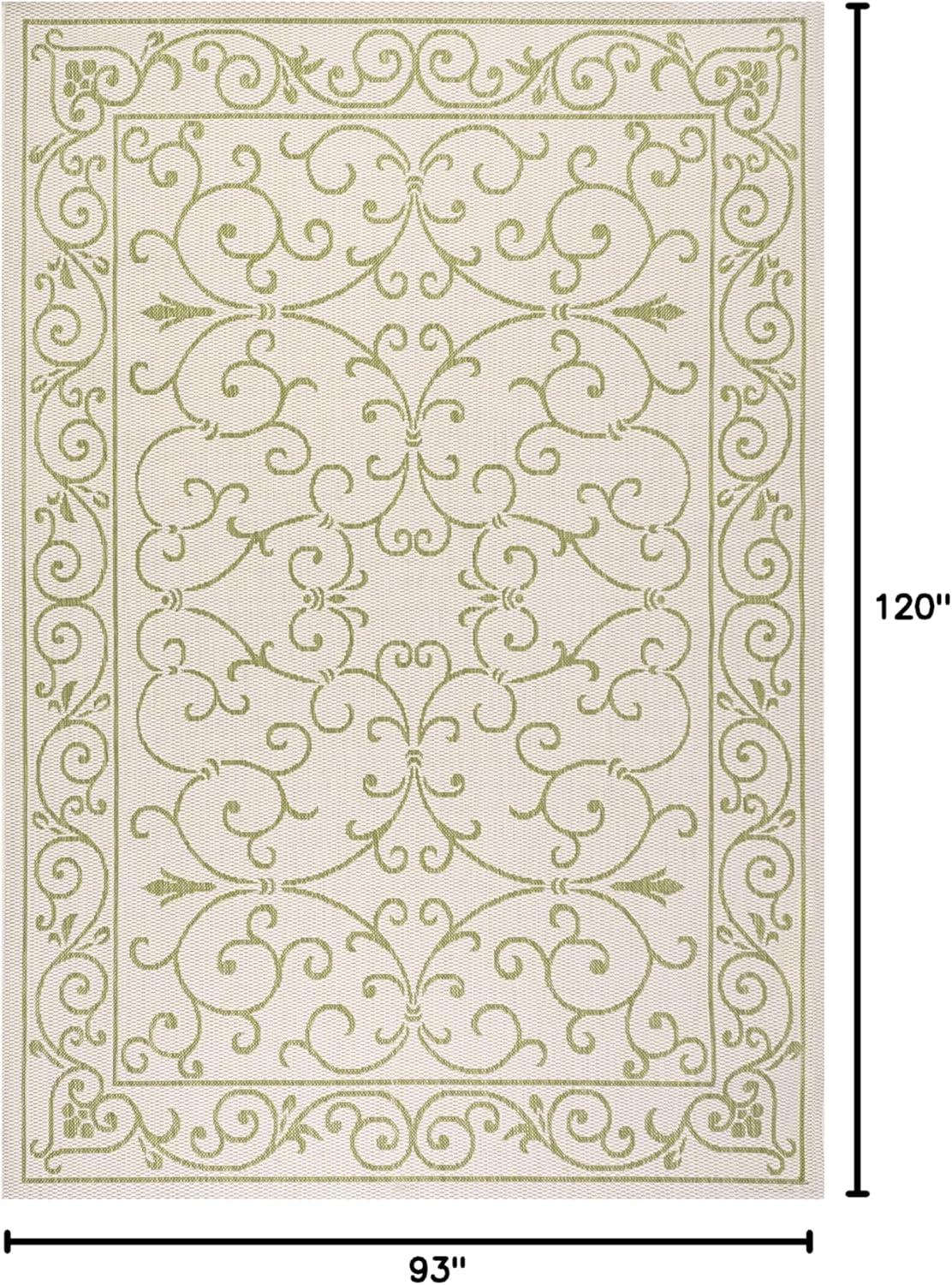 image:imageJONATHAN Y Vintage Filigree Indoor Outdoor Round Area Rug 5 Ft YellowCream Charleston Textured Weave for Backyard Patio Porch EasyCleaning High Traffic PetFriendly NonShedding SMB106L5RCreamGreen