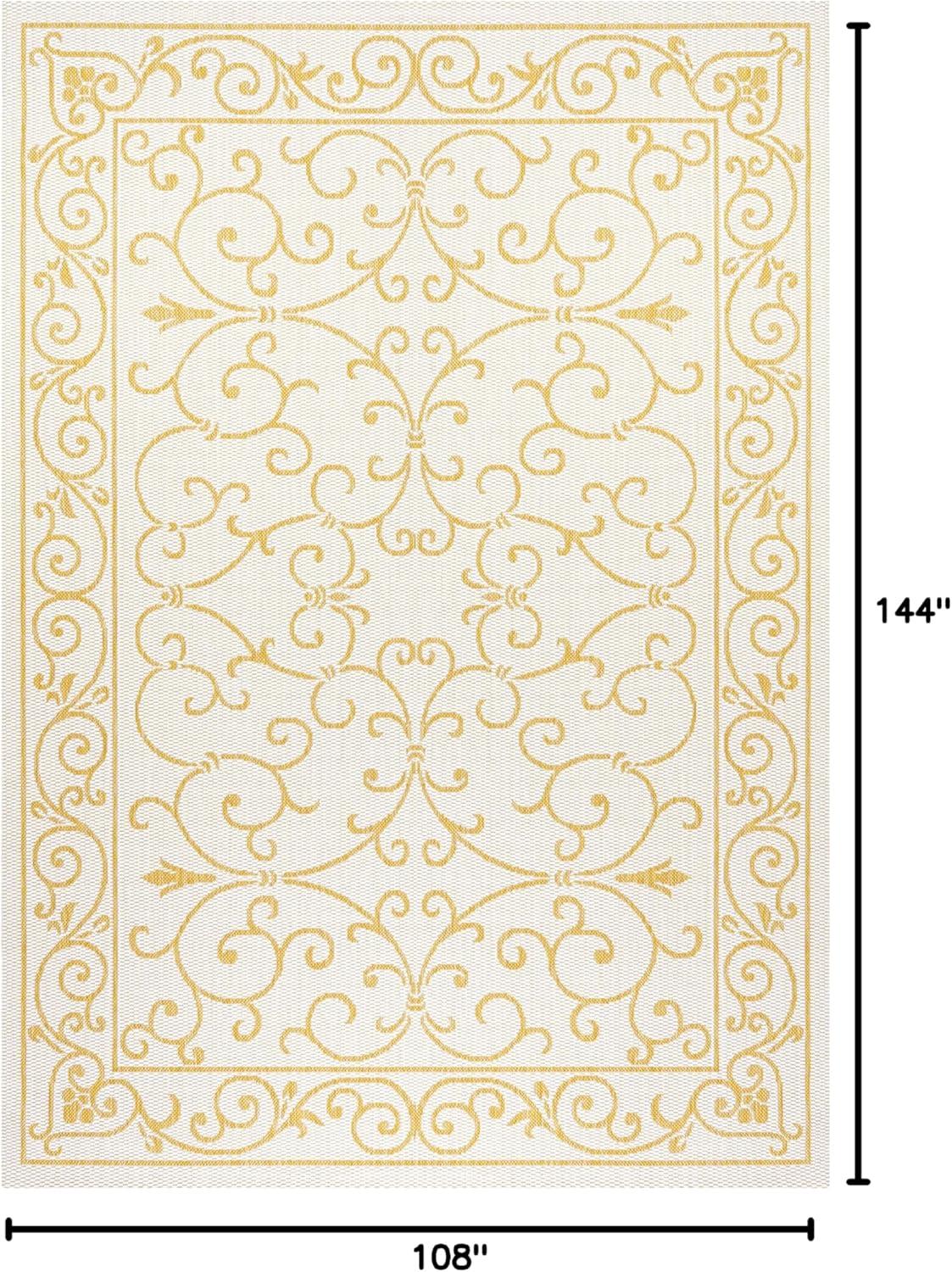 image:imageJONATHAN Y Vintage Filigree Indoor Outdoor Round Area Rug 5 Ft YellowCream Charleston Textured Weave for Backyard Patio Porch EasyCleaning High Traffic PetFriendly NonShedding SMB106L5RCreamYellow