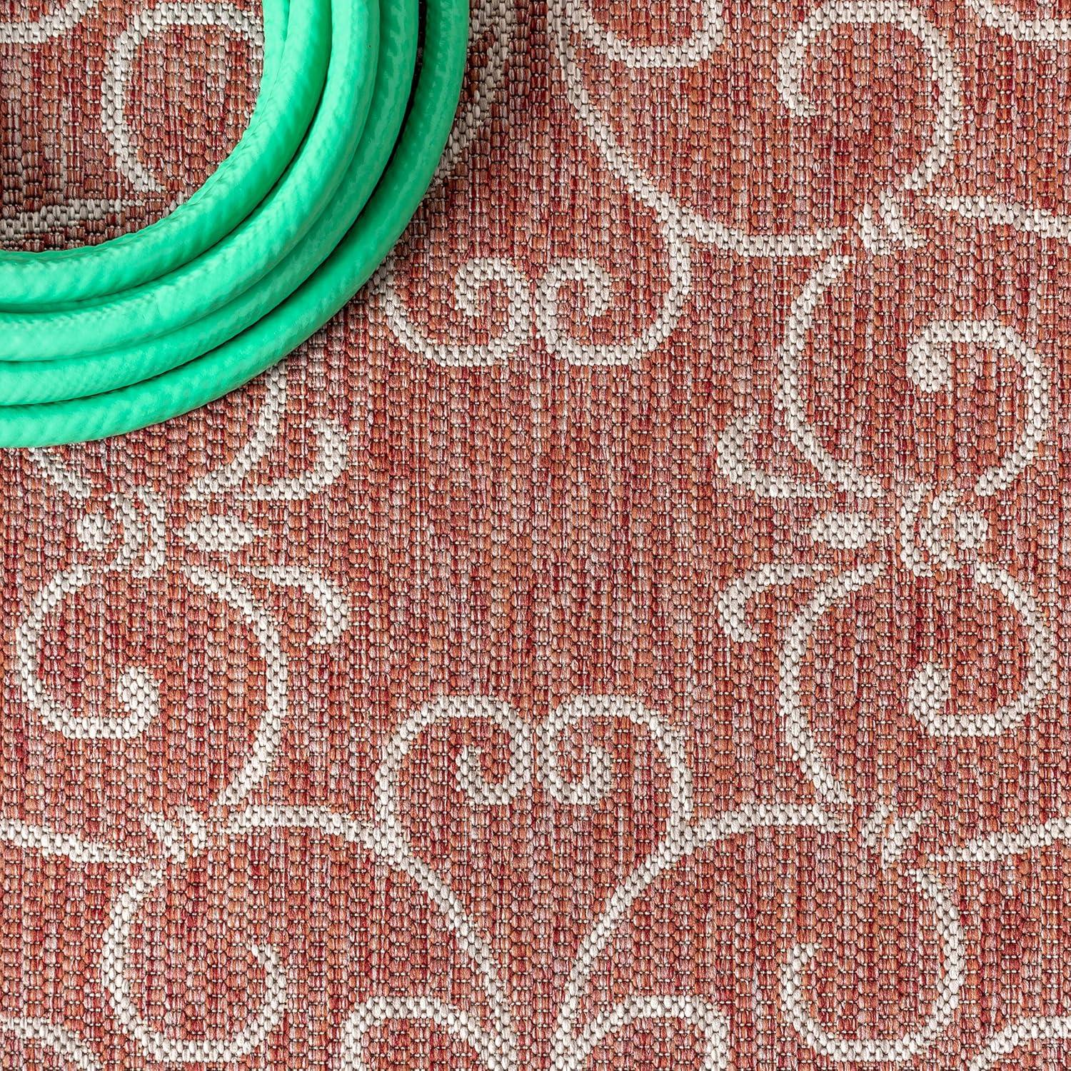 image:imageJONATHAN Y Vintage Filigree Indoor Outdoor Round Area Rug 5 Ft YellowCream Charleston Textured Weave for Backyard Patio Porch EasyCleaning High Traffic PetFriendly NonShedding SMB106L5RRedBeige