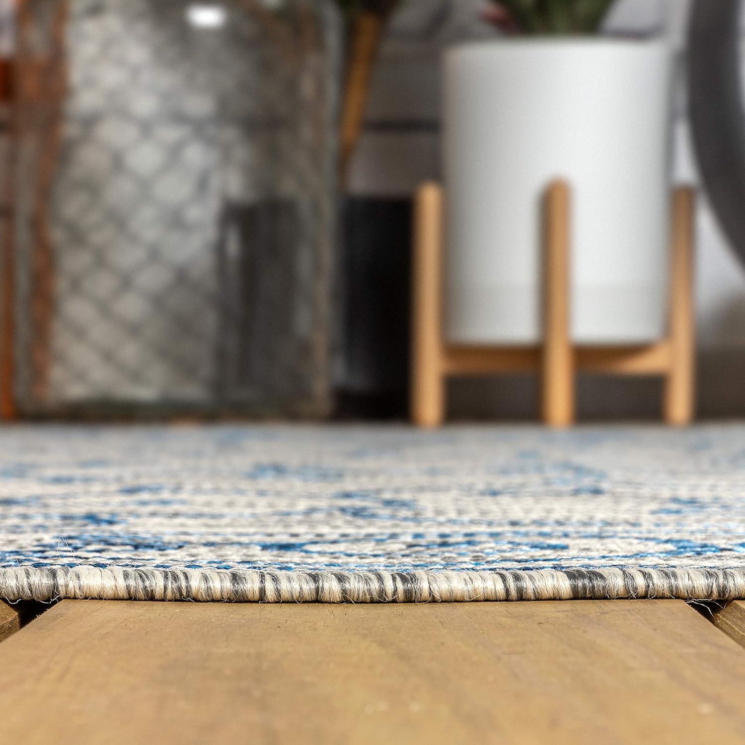 image:imageJONATHAN Y Vintage Filigree Indoor Outdoor Round Area Rug 5 Ft YellowCream Charleston Textured Weave for Backyard Patio Porch EasyCleaning High Traffic PetFriendly NonShedding SMB106L5RGrayNavy