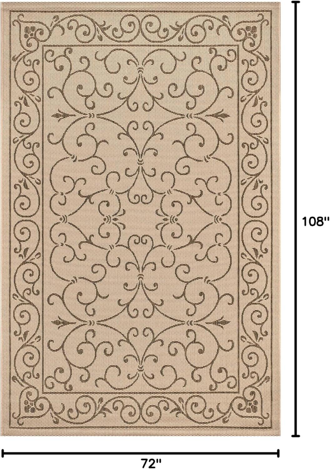 image:imageJONATHAN Y Vintage Filigree Indoor Outdoor Round Area Rug 5 Ft YellowCream Charleston Textured Weave for Backyard Patio Porch EasyCleaning High Traffic PetFriendly NonShedding SMB106L5RBeigeBrown