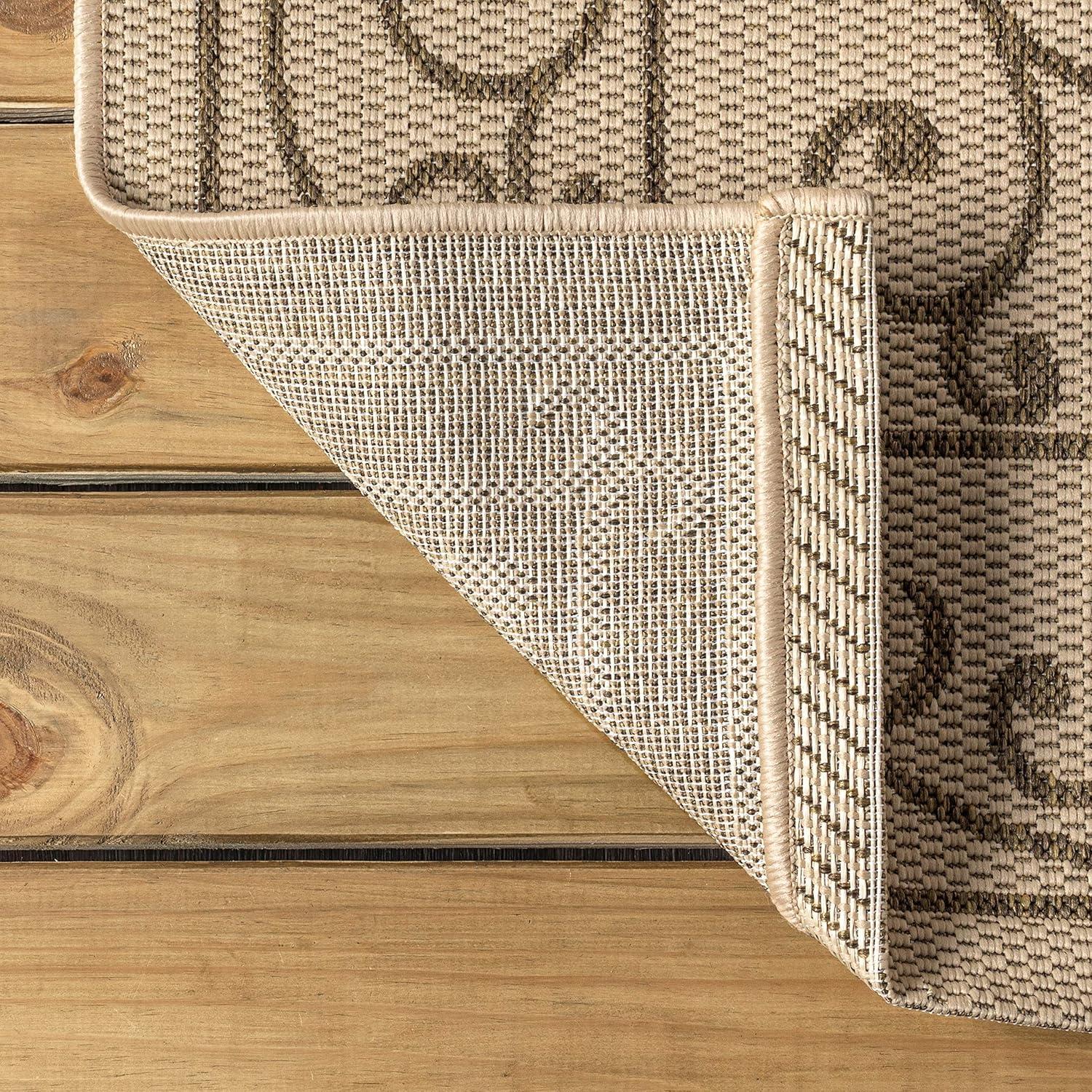 image:imageJONATHAN Y Vintage Filigree Indoor Outdoor Round Area Rug 5 Ft YellowCream Charleston Textured Weave for Backyard Patio Porch EasyCleaning High Traffic PetFriendly NonShedding SMB106L5RBeigeBrown