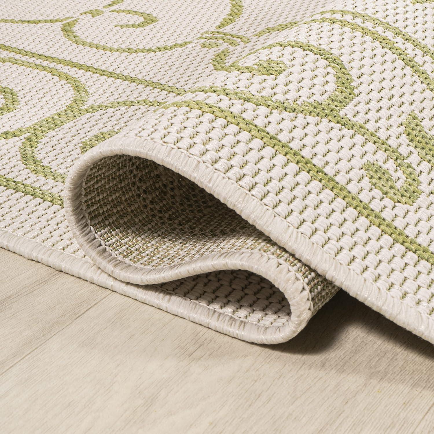 image:imageJONATHAN Y Vintage Filigree Indoor Outdoor Round Area Rug 5 Ft YellowCream Charleston Textured Weave for Backyard Patio Porch EasyCleaning High Traffic PetFriendly NonShedding SMB106L5RCreamGreen