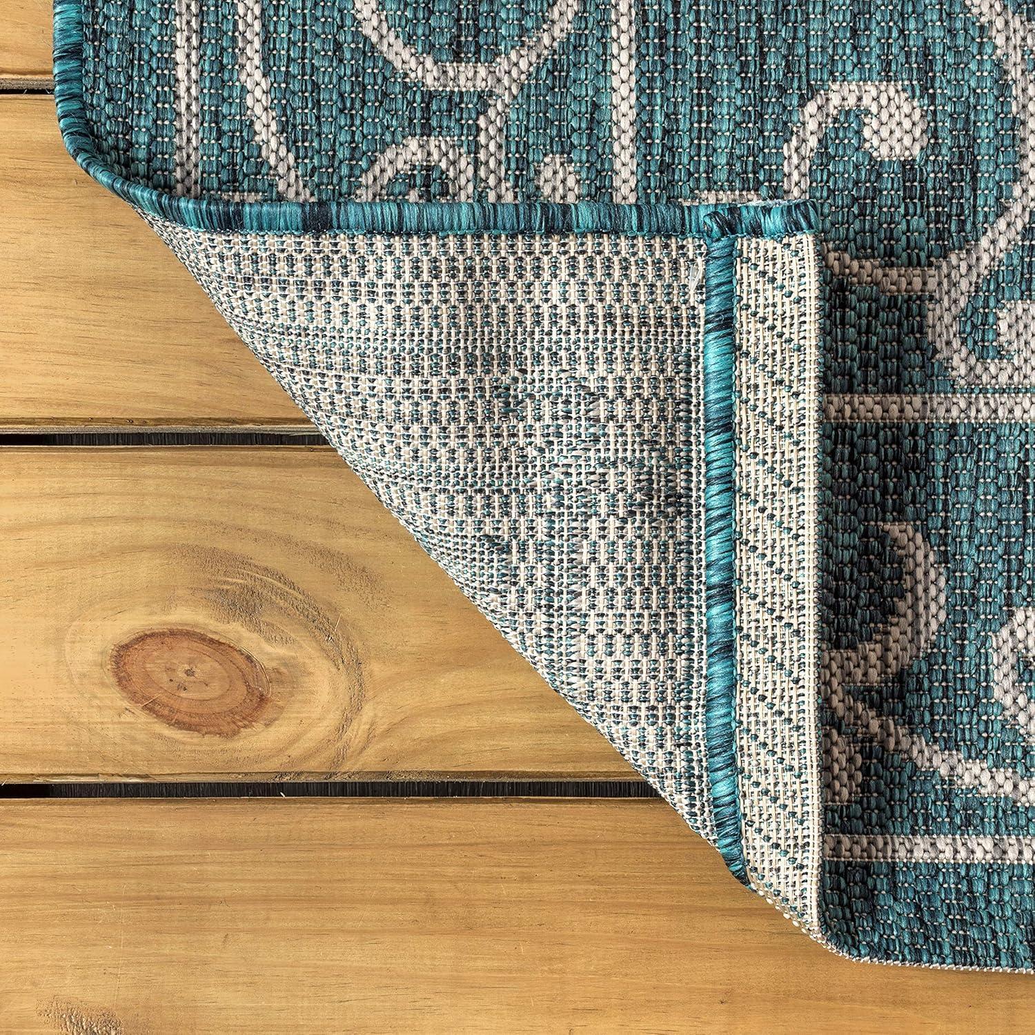 image:imageJONATHAN Y Vintage Filigree Indoor Outdoor Round Area Rug 5 Ft YellowCream Charleston Textured Weave for Backyard Patio Porch EasyCleaning High Traffic PetFriendly NonShedding SMB106L5RTealGray