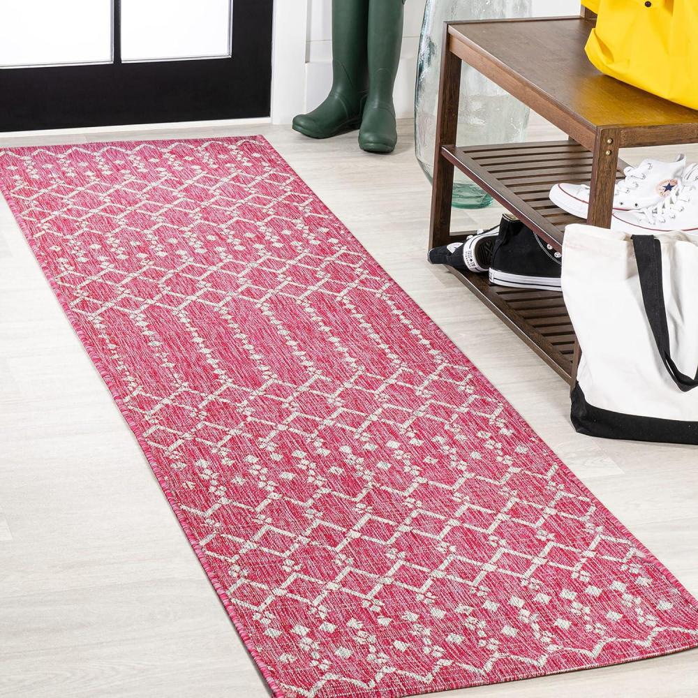image:imageJONATHAN Y Moroccan Geometric Indoor Outdoor Square Area Rug 5X5 NavyBeige Ourika Textured Weave for Backyard Patio Porch EasyCleaning High Traffic PetFriendly NonShedding SMB108K5SQFuchsiaLight Gray