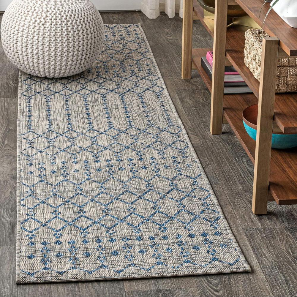 image:imageJONATHAN Y Moroccan Geometric Indoor Outdoor Square Area Rug 5X5 NavyBeige Ourika Textured Weave for Backyard Patio Porch EasyCleaning High Traffic PetFriendly NonShedding SMB108K5SQLight GrayNavy