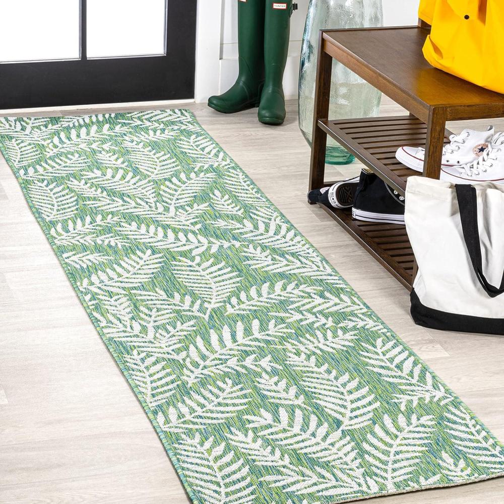 image:imageJONATHAN Y Palm Frond Indoor Outdoor Round Area Rug 5 Ft CreamGreen Nevis for Backyard Patio Porch EasyCleaning High Traffic PetFriendly NonShedding SMB119G5RCreamGreen