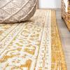 JONATHAN Y Medallion Weave Indoor Outdoor Round Area Rug 5 Ft Yellow/Cream, Sinjuri Textured for Backyard, Patio, Porch, Easy-Cleaning, High Traffic, Pet-Friendly, Non-Shedding (SMB101I-5R)(Yellow/Cream)