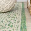 JONATHAN Y Medallion Weave Indoor Outdoor Round Area Rug 5 Ft Yellow/Cream, Sinjuri Textured for Backyard, Patio, Porch, Easy-Cleaning, High Traffic, Pet-Friendly, Non-Shedding (SMB101I-5R)(Cream/Green)