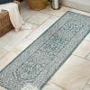 JONATHAN Y Medallion Weave Indoor Outdoor Round Area Rug 5 Ft Yellow/Cream, Sinjuri Textured for Backyard, Patio, Porch, Easy-Cleaning, High Traffic, Pet-Friendly, Non-Shedding (SMB101I-5R)(Teal Blue/Gray)