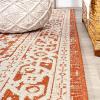 JONATHAN Y Medallion Weave Indoor Outdoor Round Area Rug 5 Ft Yellow/Cream, Sinjuri Textured for Backyard, Patio, Porch, Easy-Cleaning, High Traffic, Pet-Friendly, Non-Shedding (SMB101I-5R)(Orange/Cream)